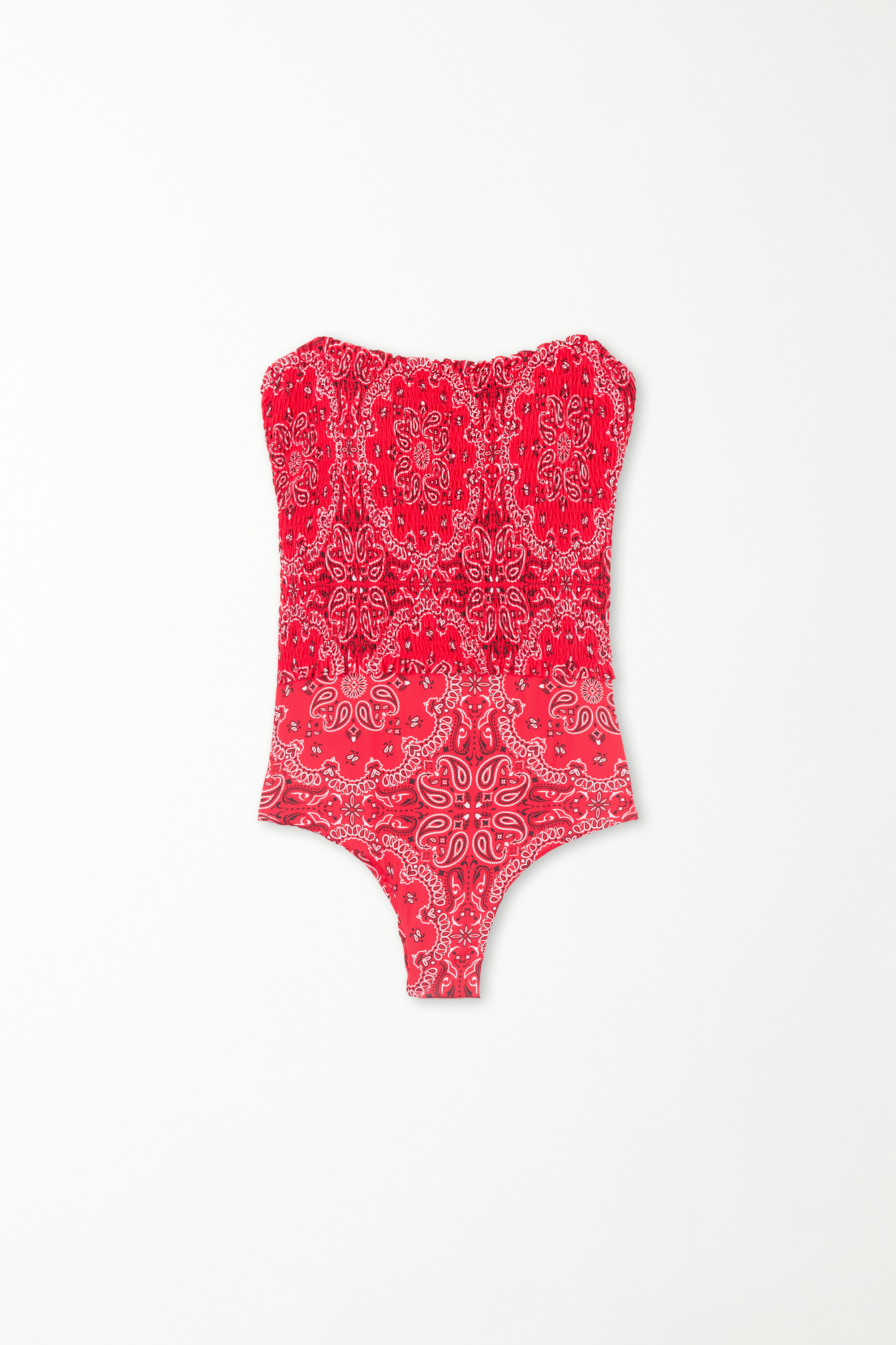 Geraffter Badeanzug Bandana Rot Family | Tezenis