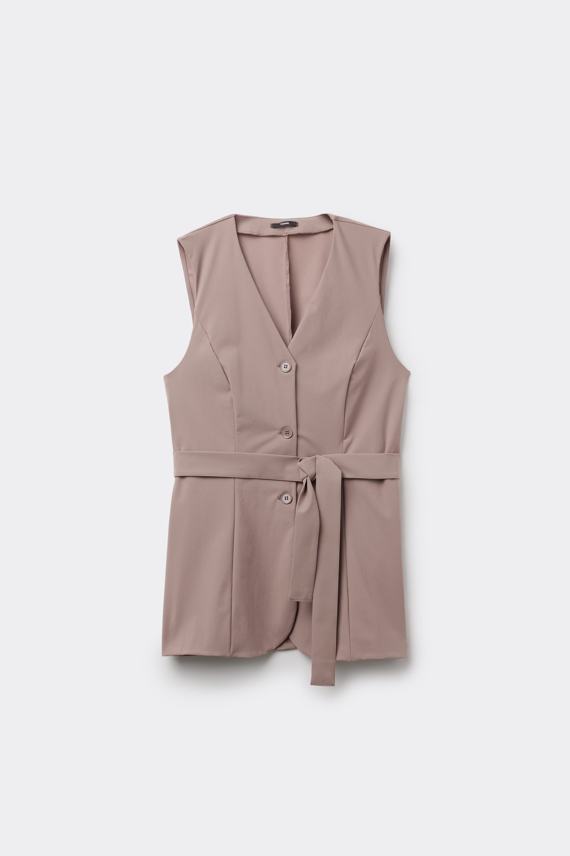Gilet Lungo con Bottoni in Microfibra Easy Fit