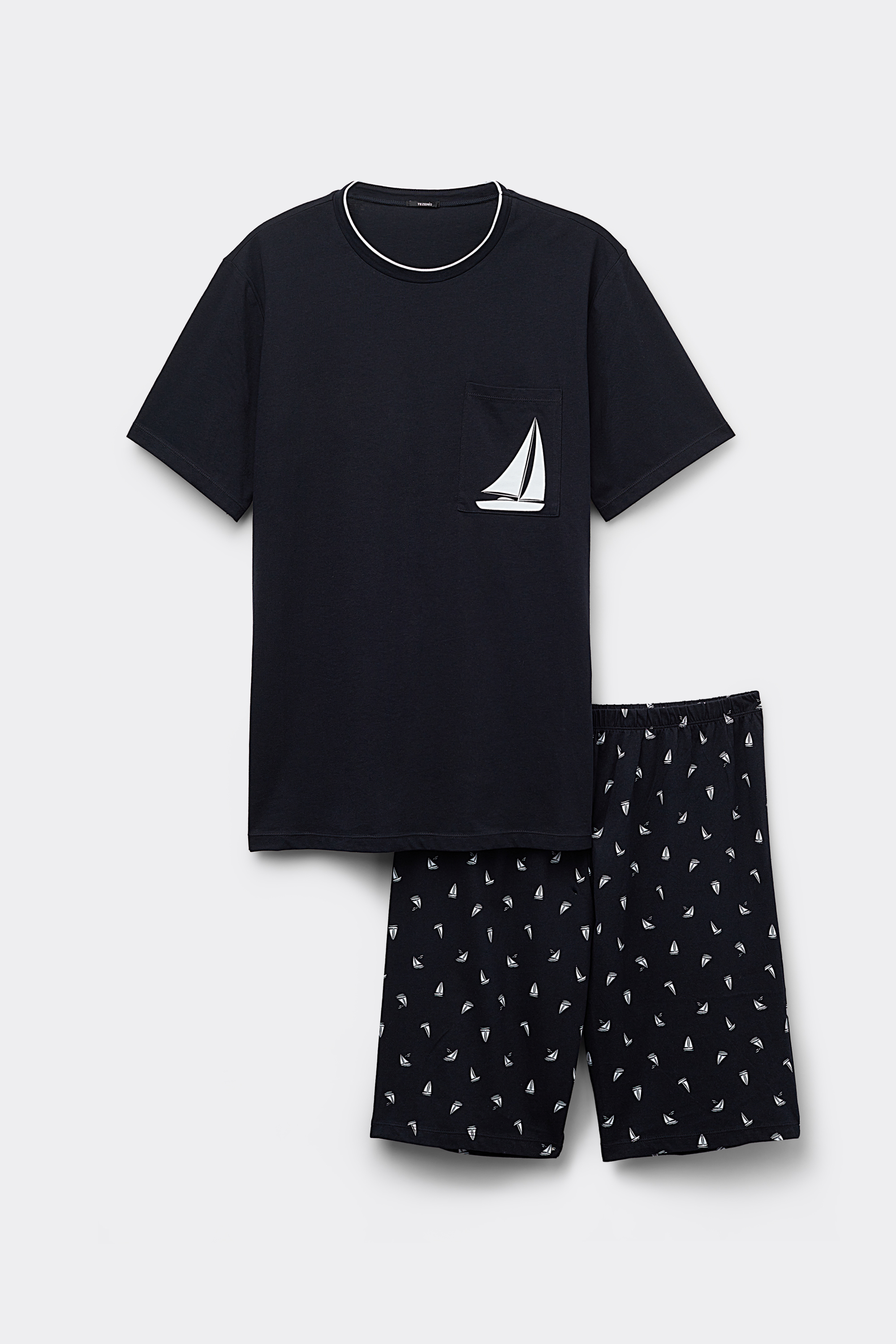 Short Cotton Boat Print Pajamas