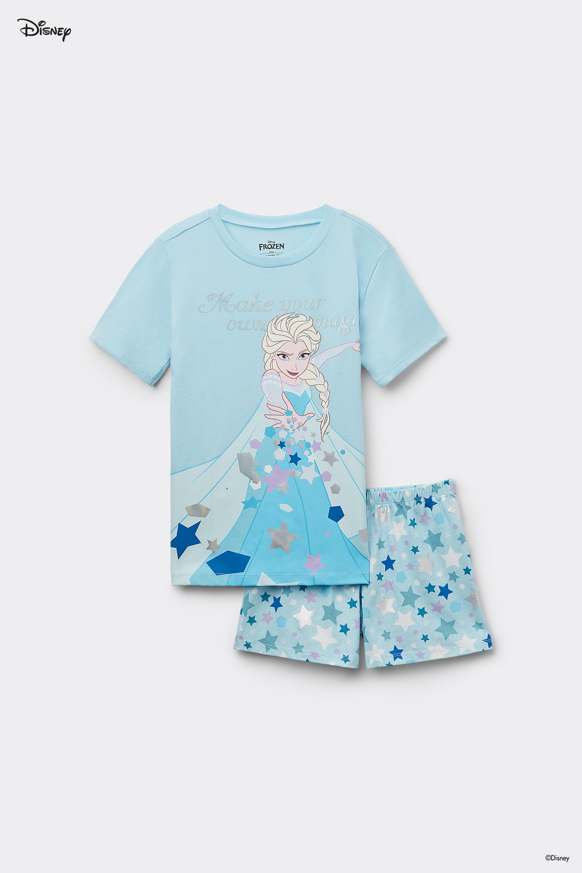 Pigiama Corto in Cotone Spampa Disney Frozen Elsa