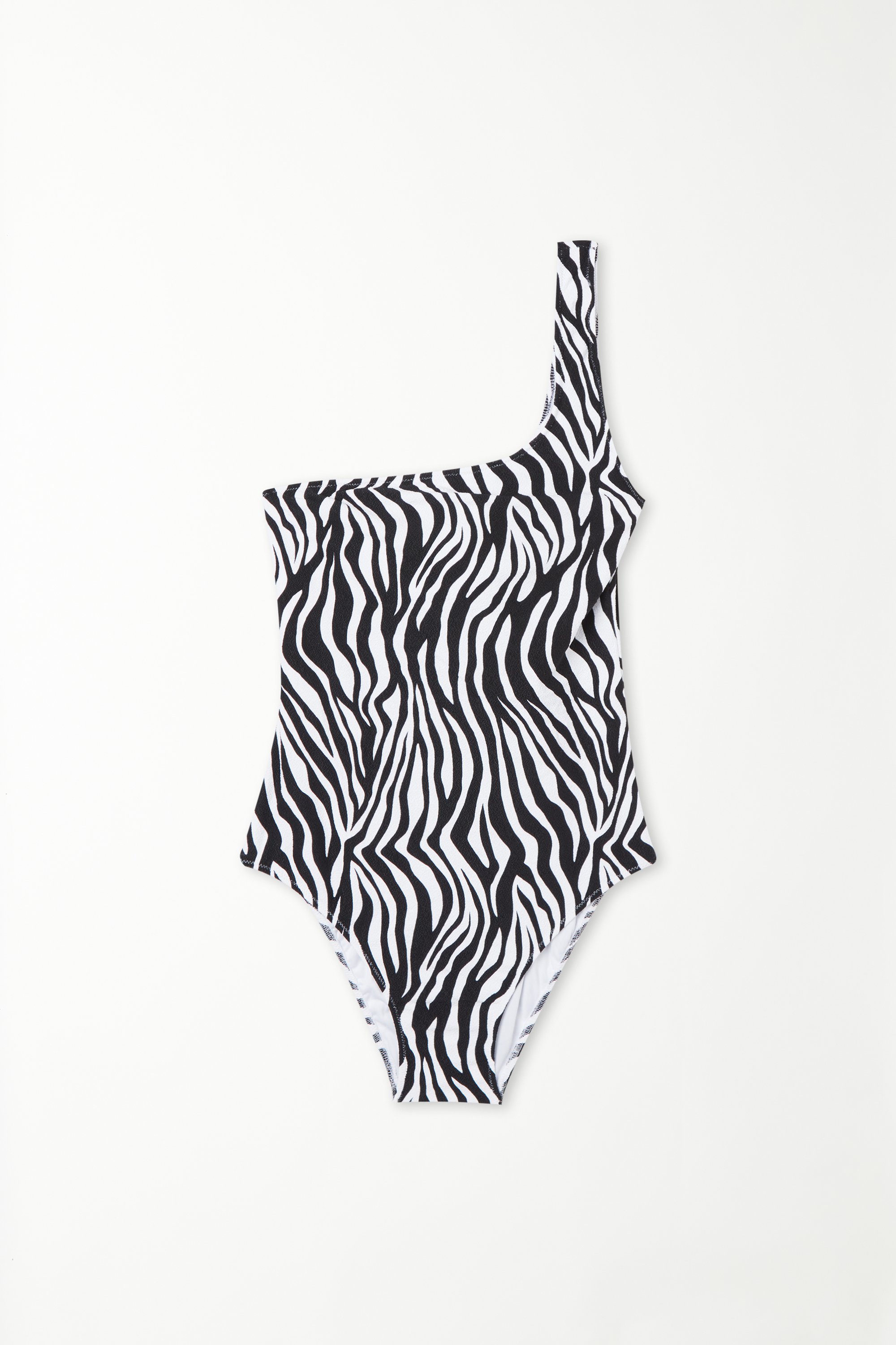 Timeless Zebra One Shoulder One-Piece Swimsuit with Removable Padding