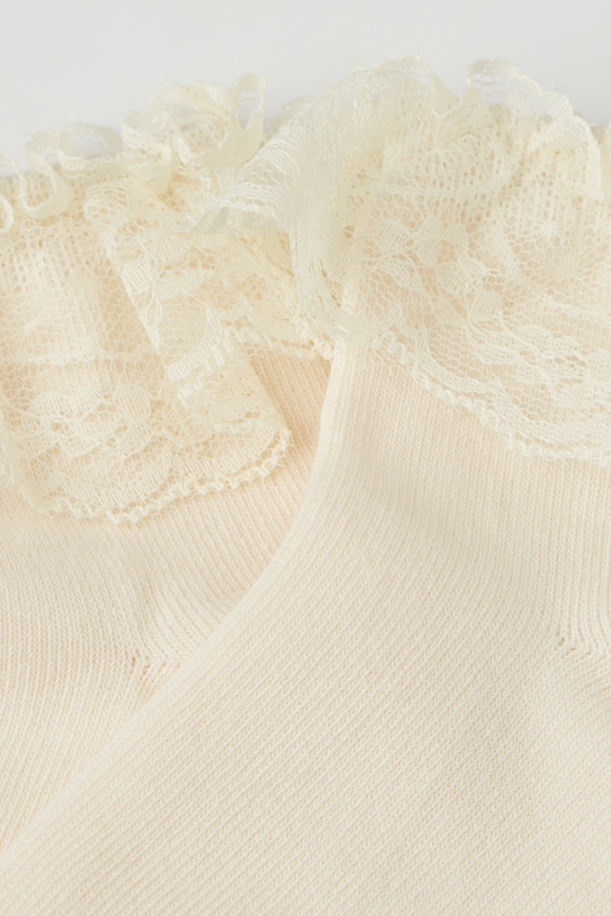 Girls’ Cotton and Lace Short Socks