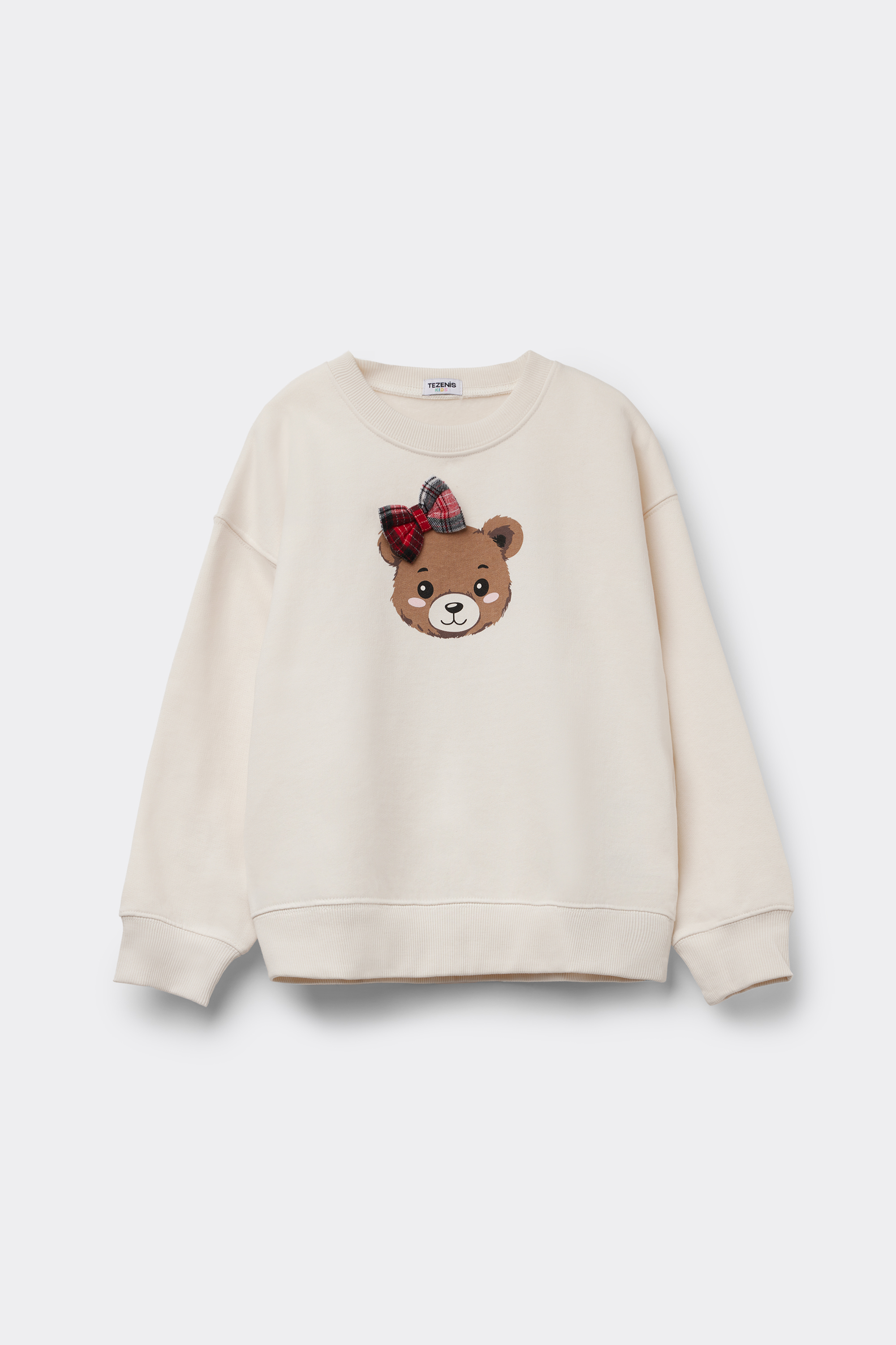 Sweater met Lange Mouwen voor Meisjes met Teddy en Schotse Ruit Patch