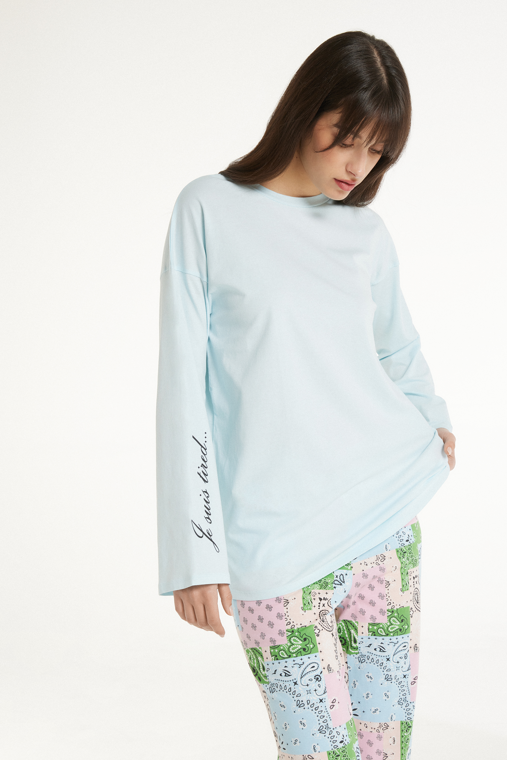 Long-Sleeved Oversized Cotton Top