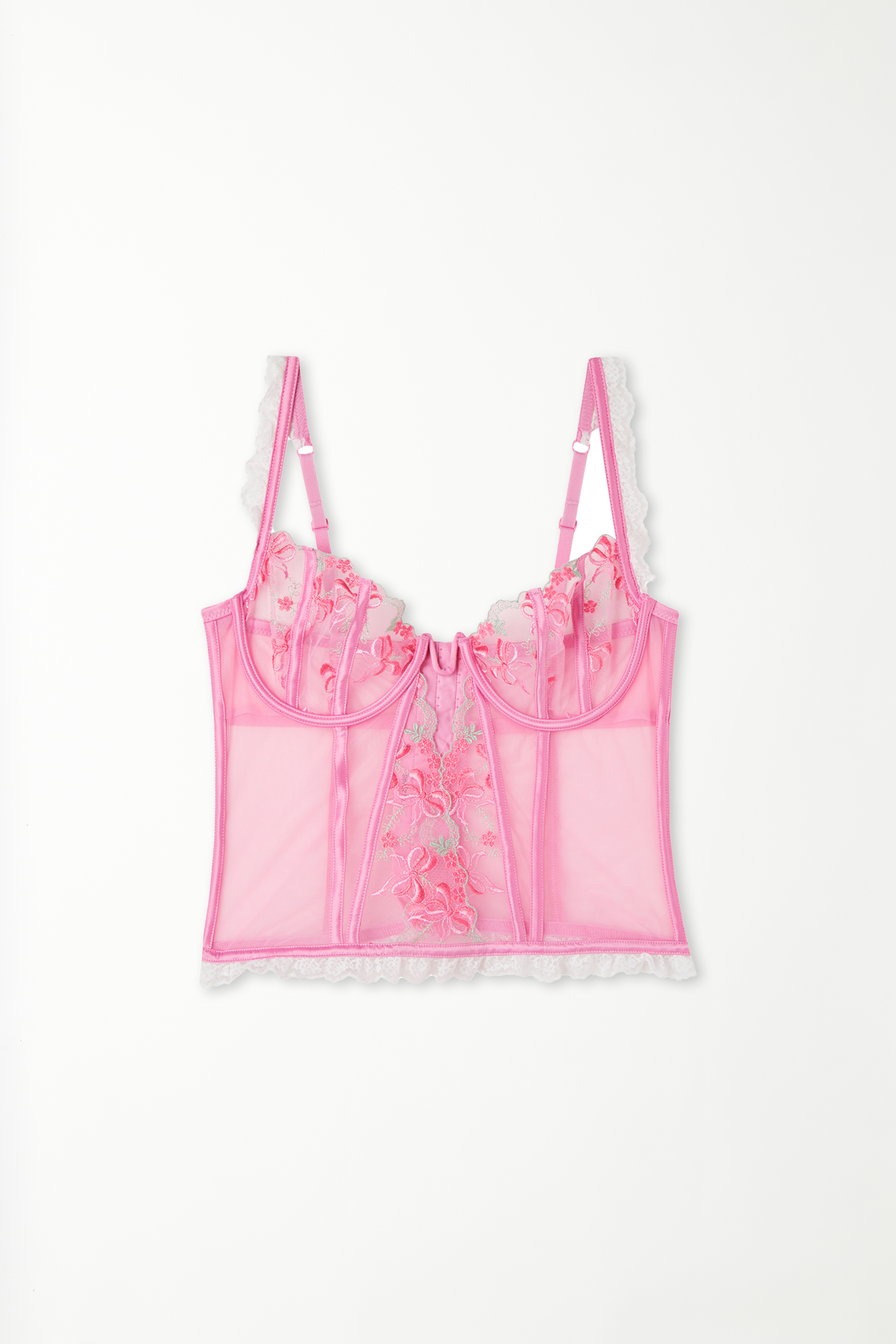 Pink Candy Lace Bra Top Balconette Fűző