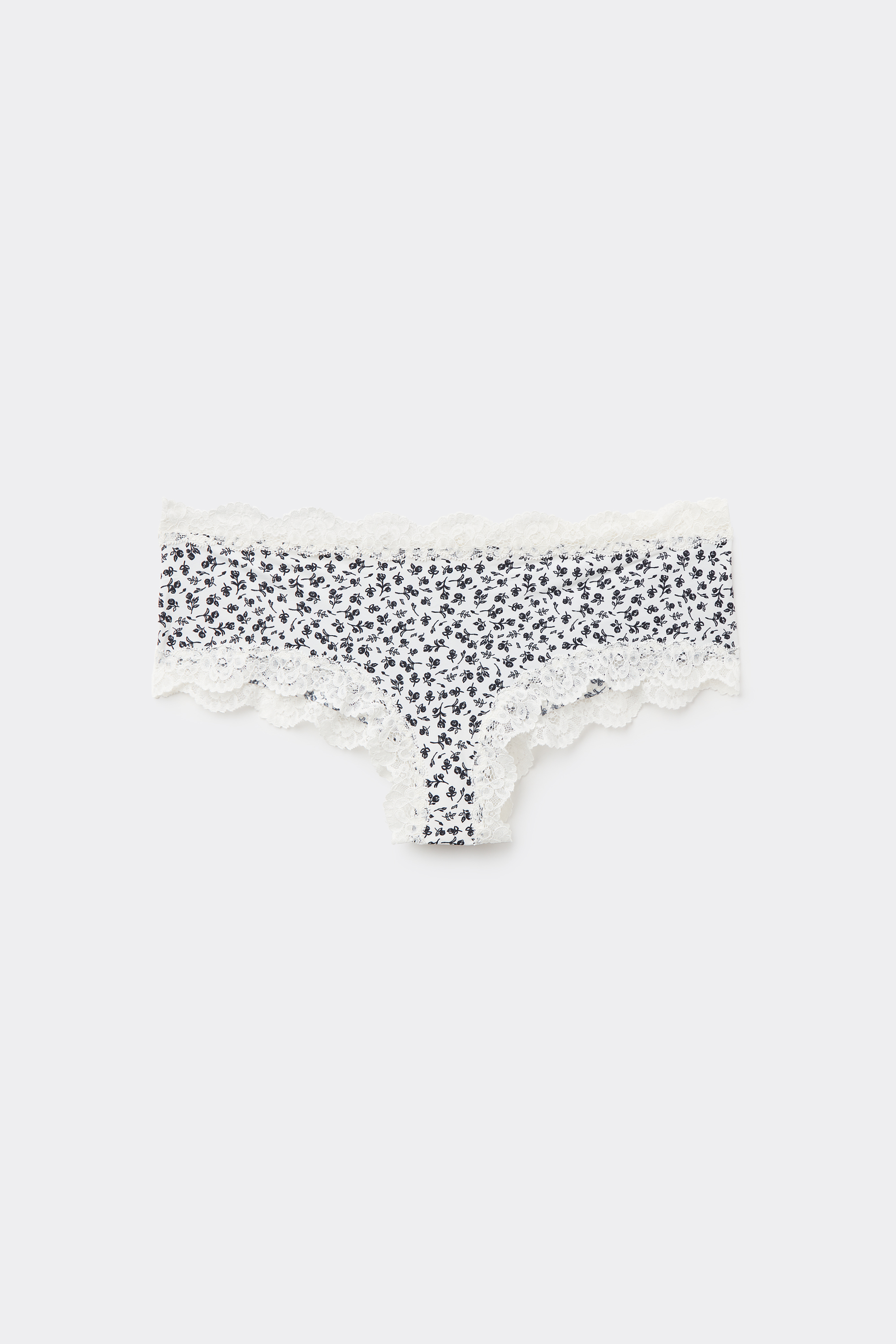 Culotte Brésilienne Microfibre Imprimée et Dentelle