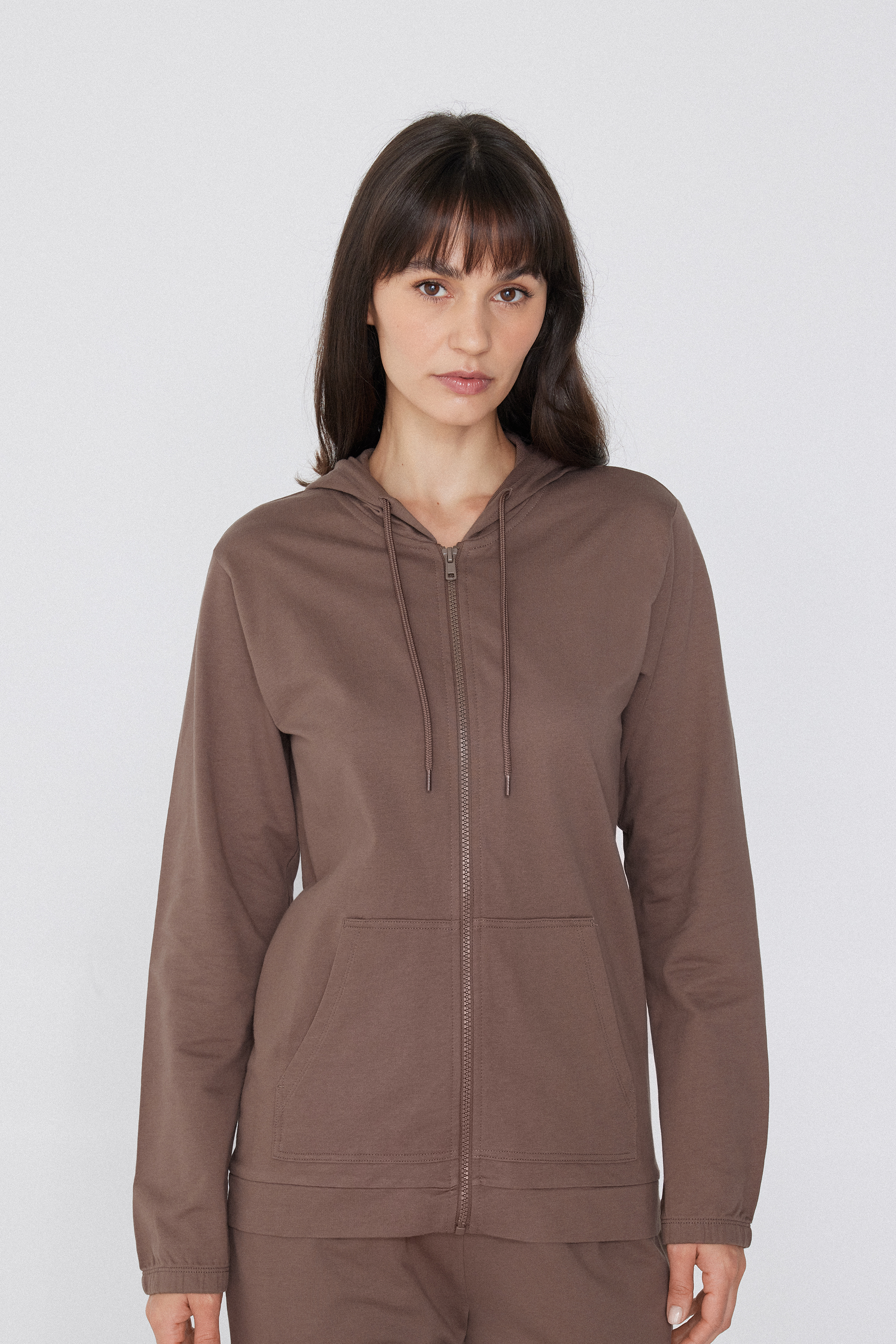 Lightweight Hooded Sweatshirt with Zip and Drawstring