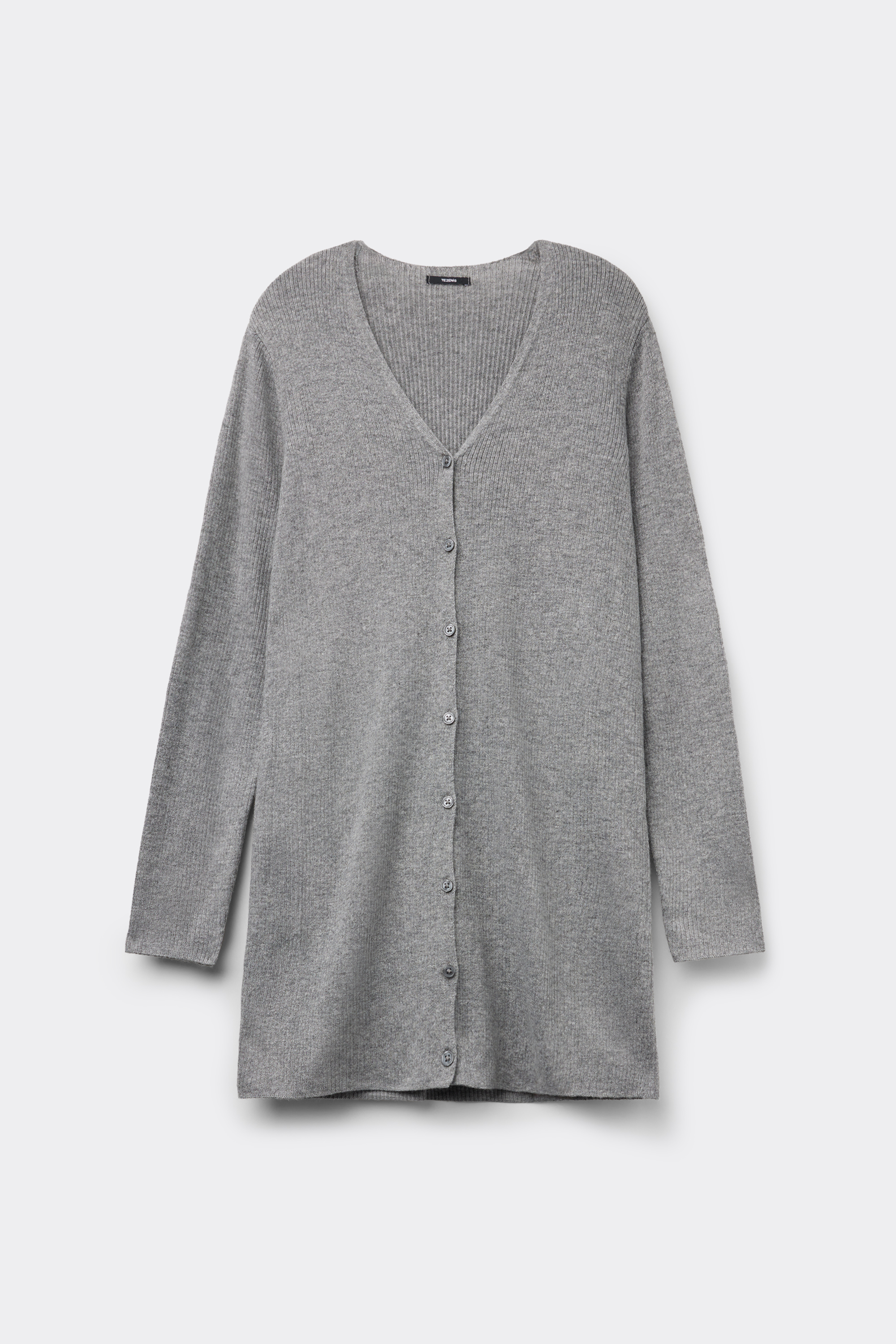 Longline Heavyweight V-Neck Wool Blend Cardigan