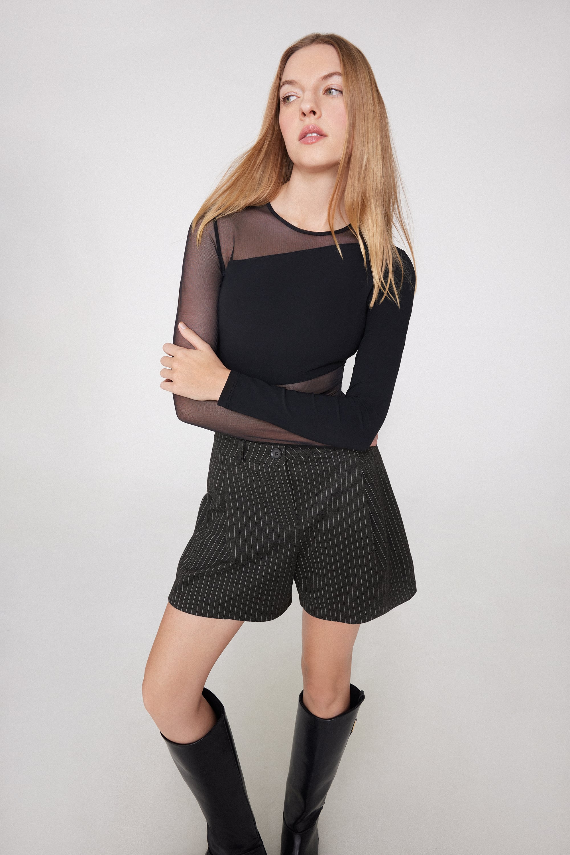 Body Manches Longues en Tulle et Microfibre