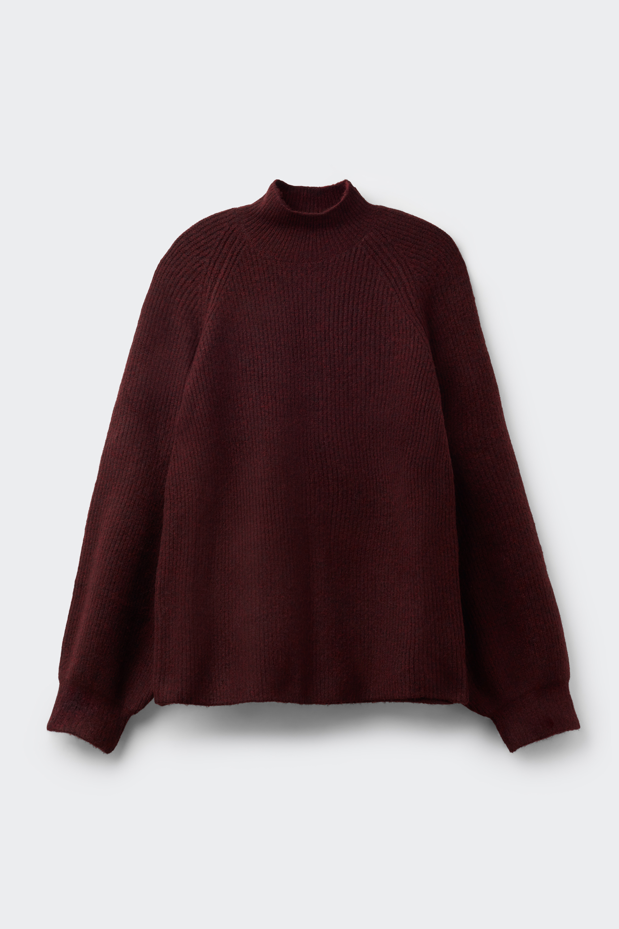 TOP LONG SLEEVE FULLY-FASHIONED RIB NECK CRATER