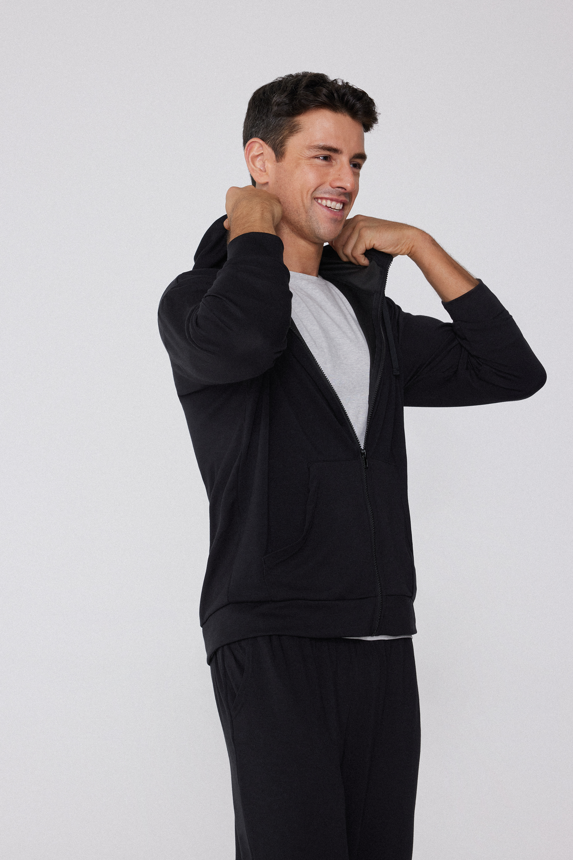 Felpa con Cappuccio e Zip Double