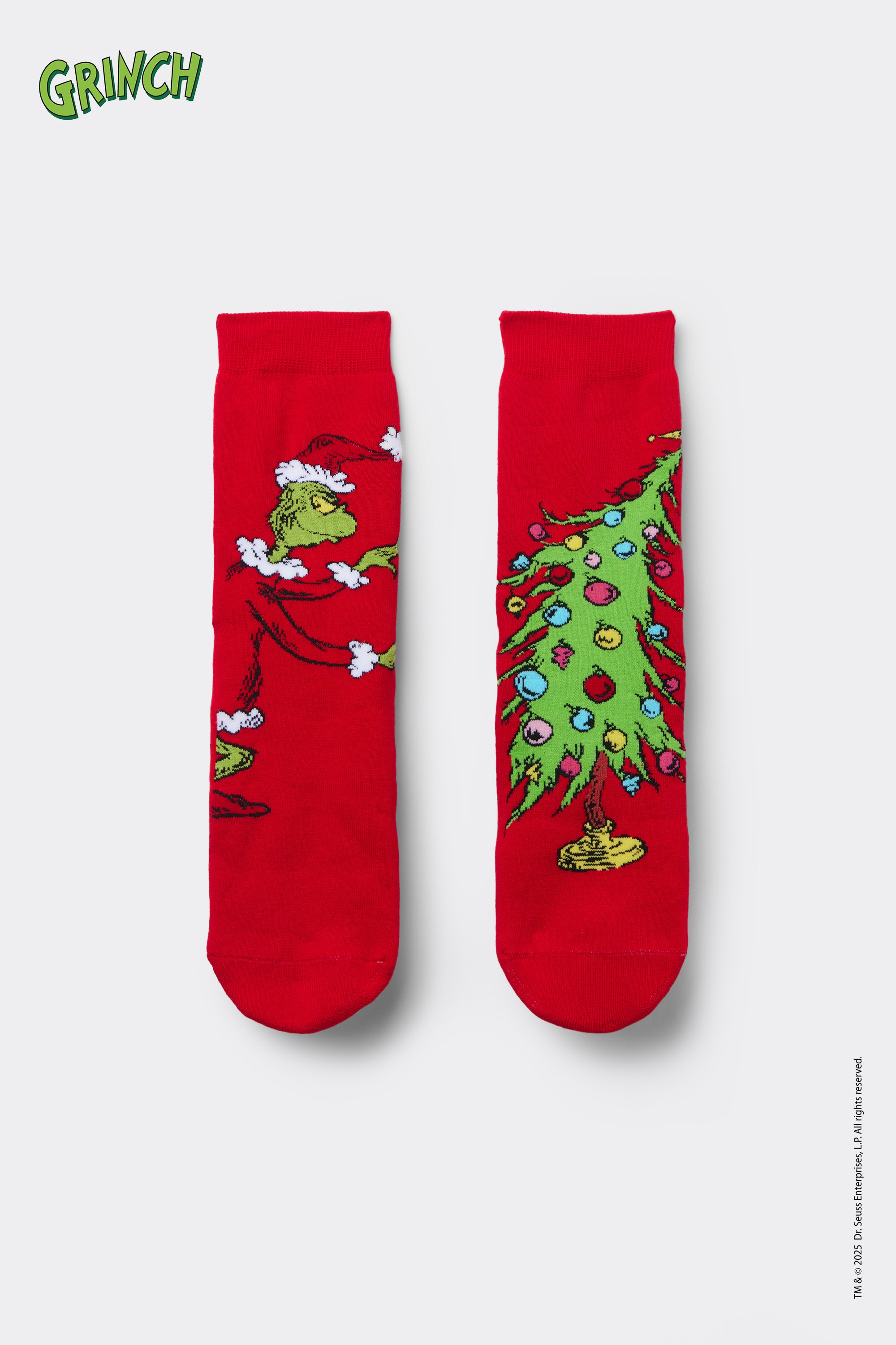 Men’s Short Non-Slip Socks with Grinch Print