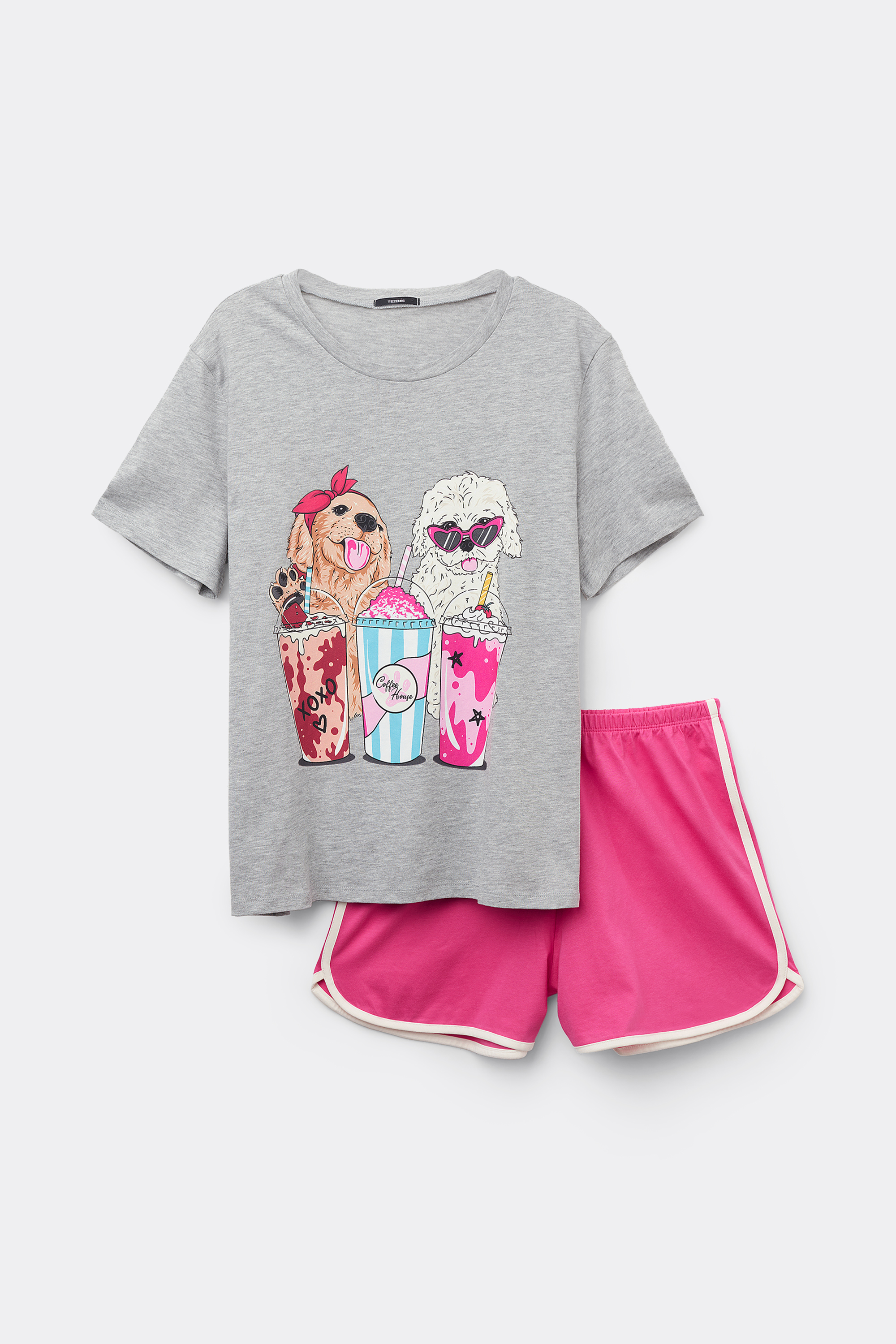 Short Cotton Dog-Print Pajamas