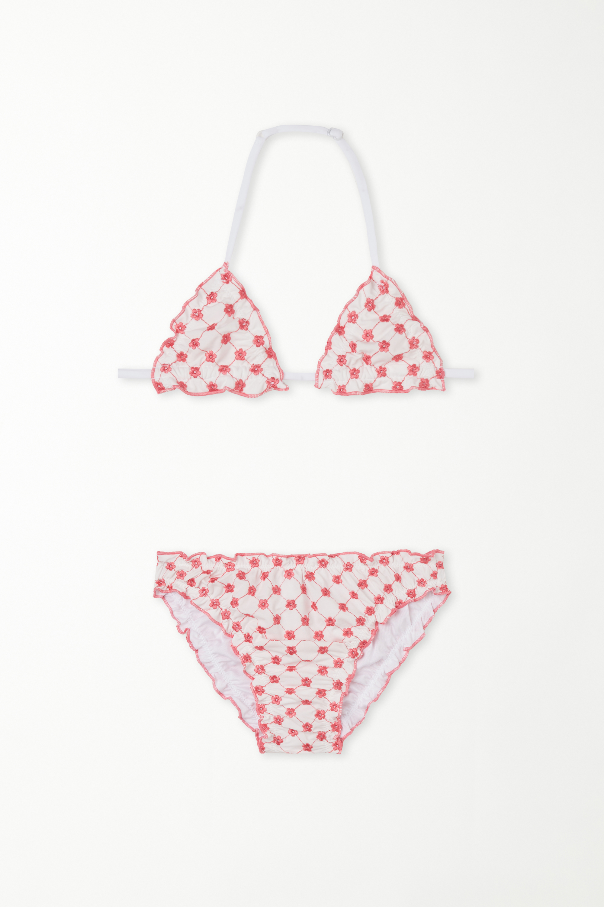 Girls’ Embroidered Flower Triangle Bikini