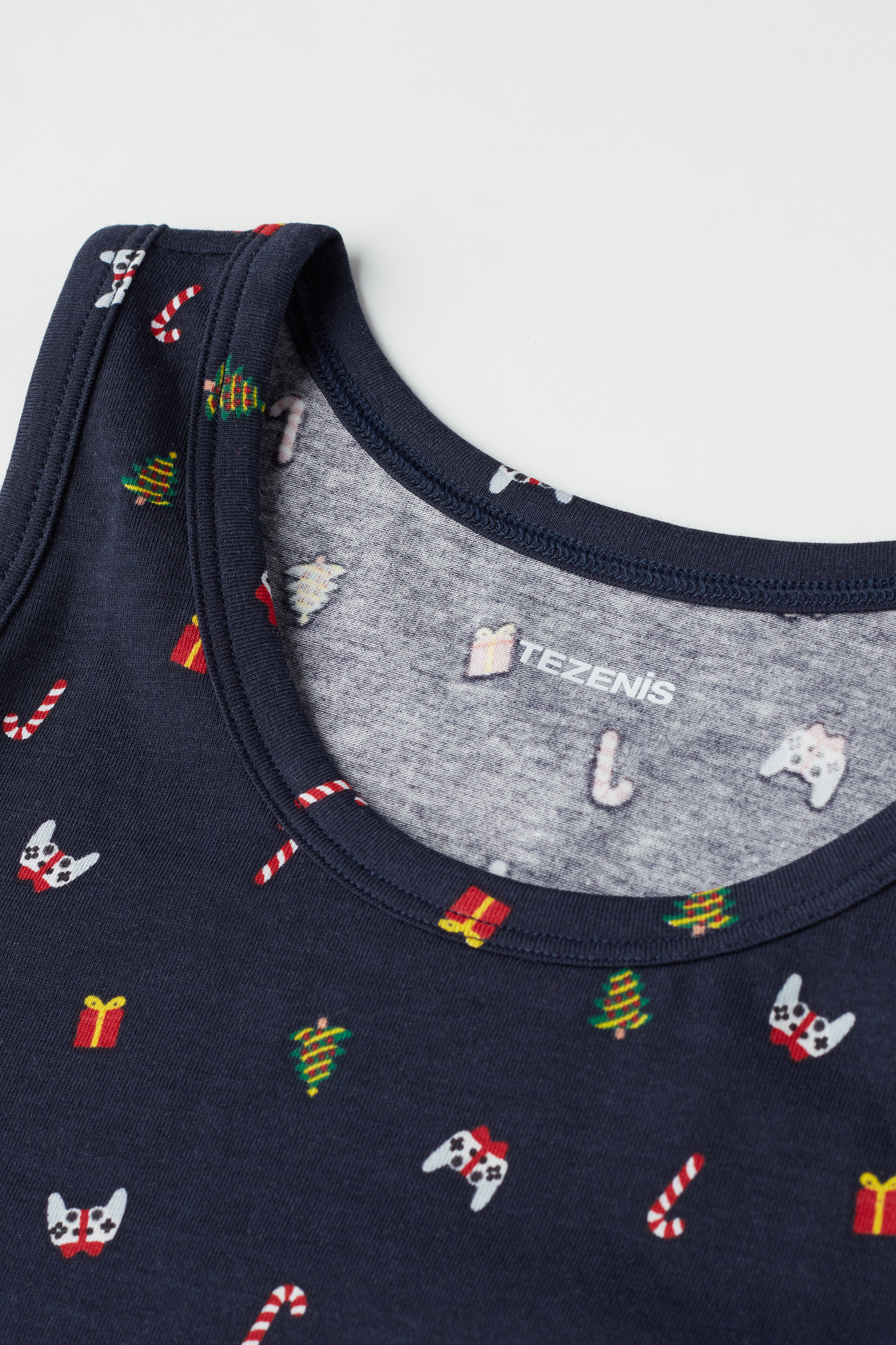 Children's Unisex Christmas Print Cotton Camisole with Wide Shoulder Straps
