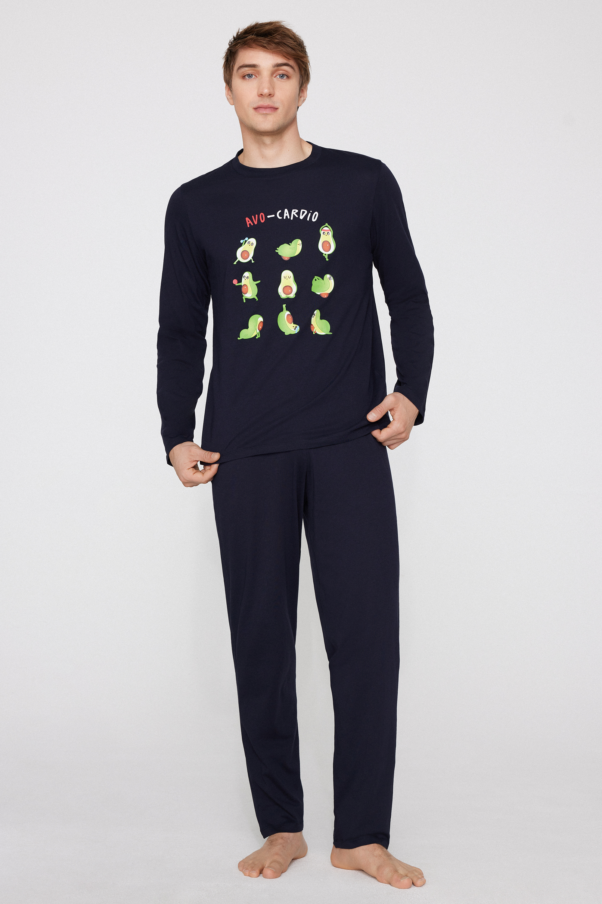 Pigiama Lungo Cotone Stampa Avocado