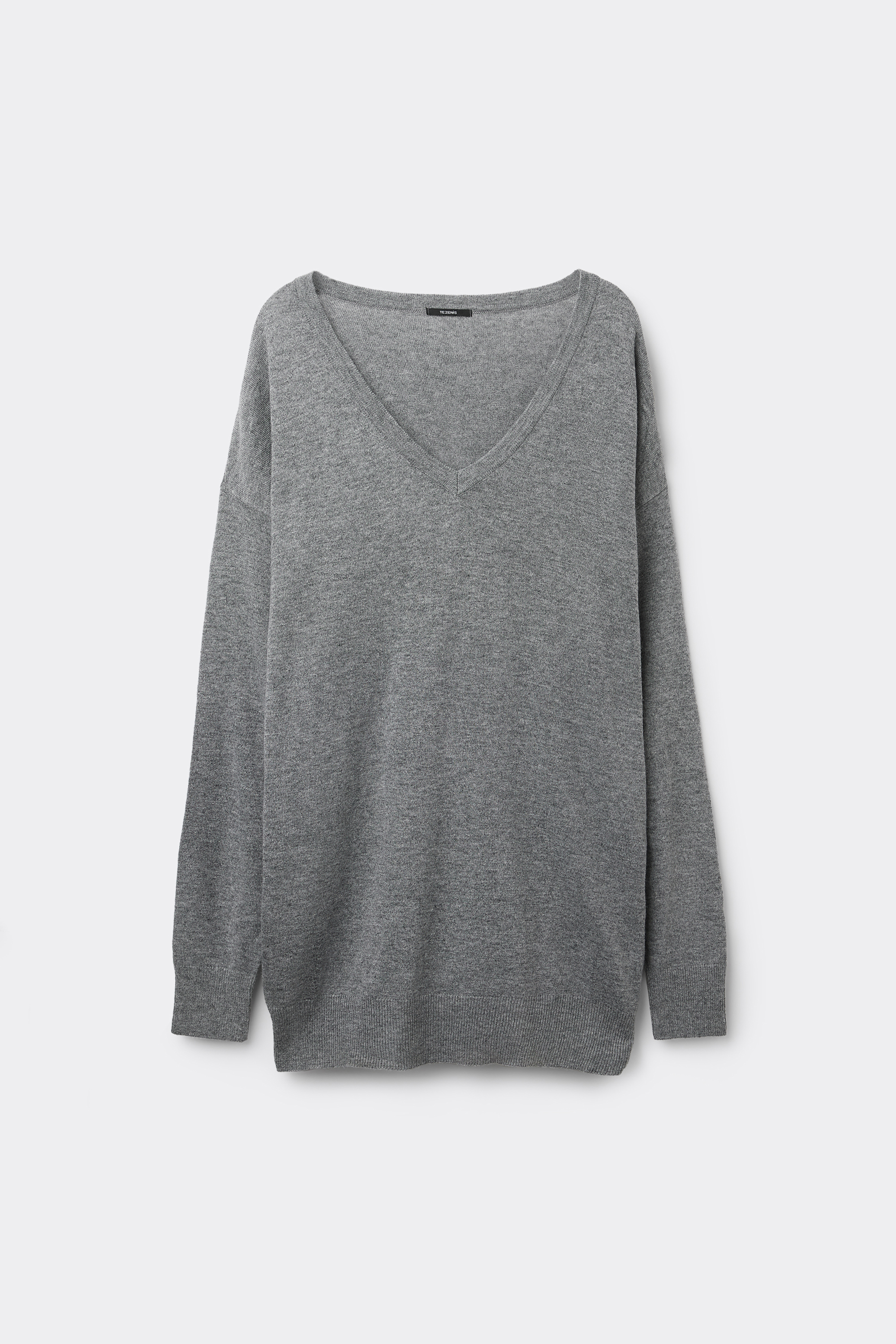 Long-Sleeved Wool V-Neck Sweater