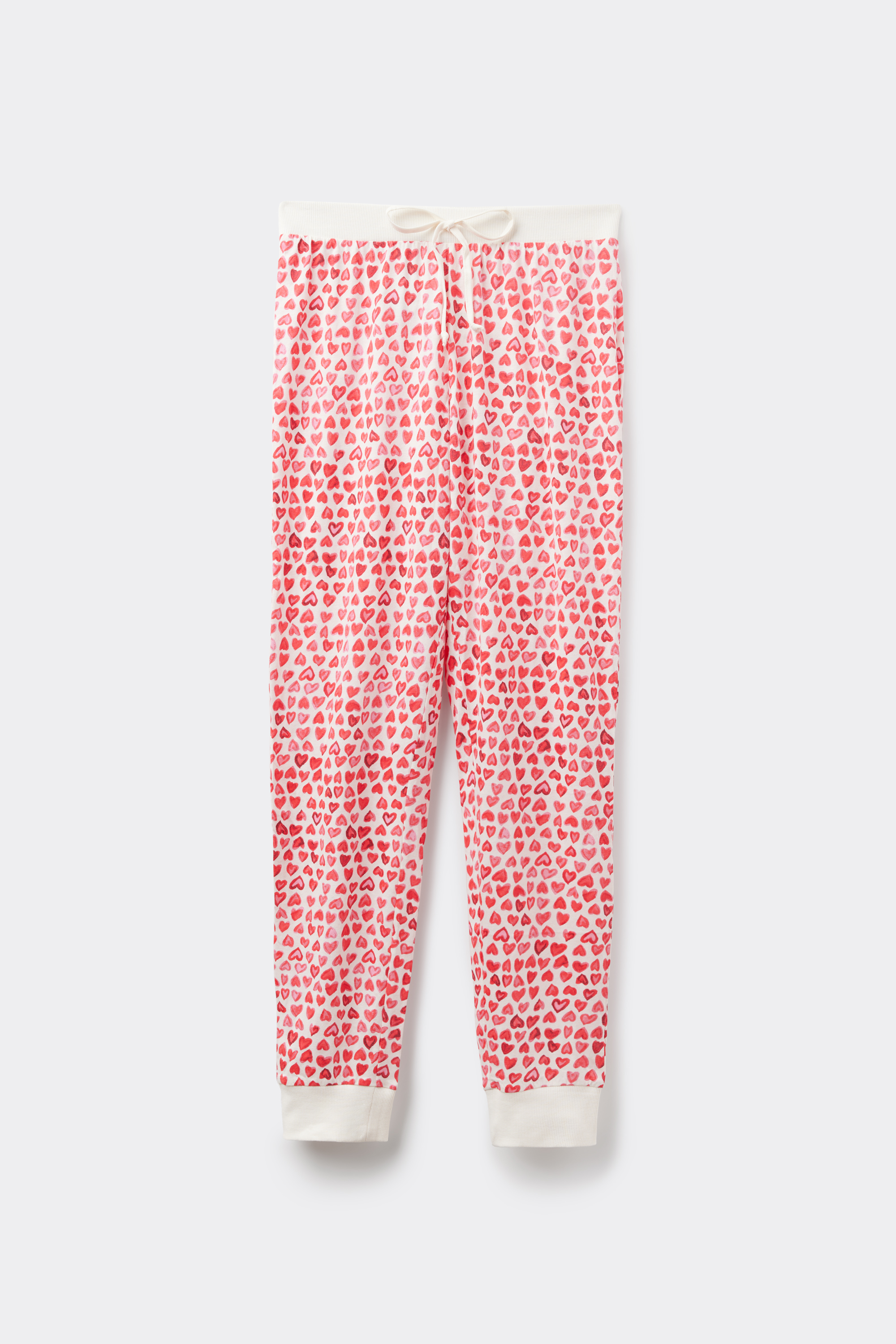 Long Printed Cotton Drawstring Trousers