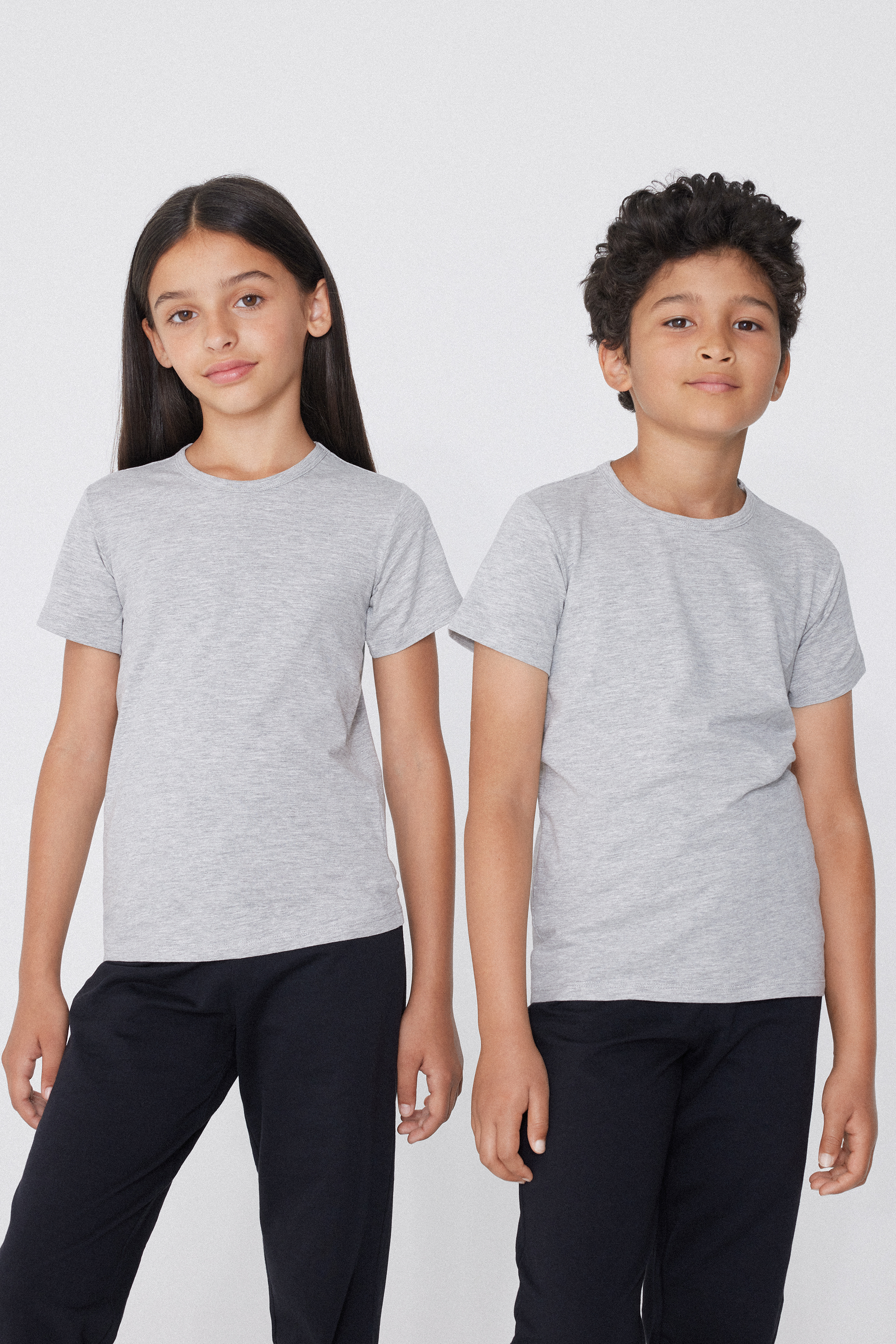 Unisex Kids’ Basic Stretch Cotton T-Shirt with Rounded Neck