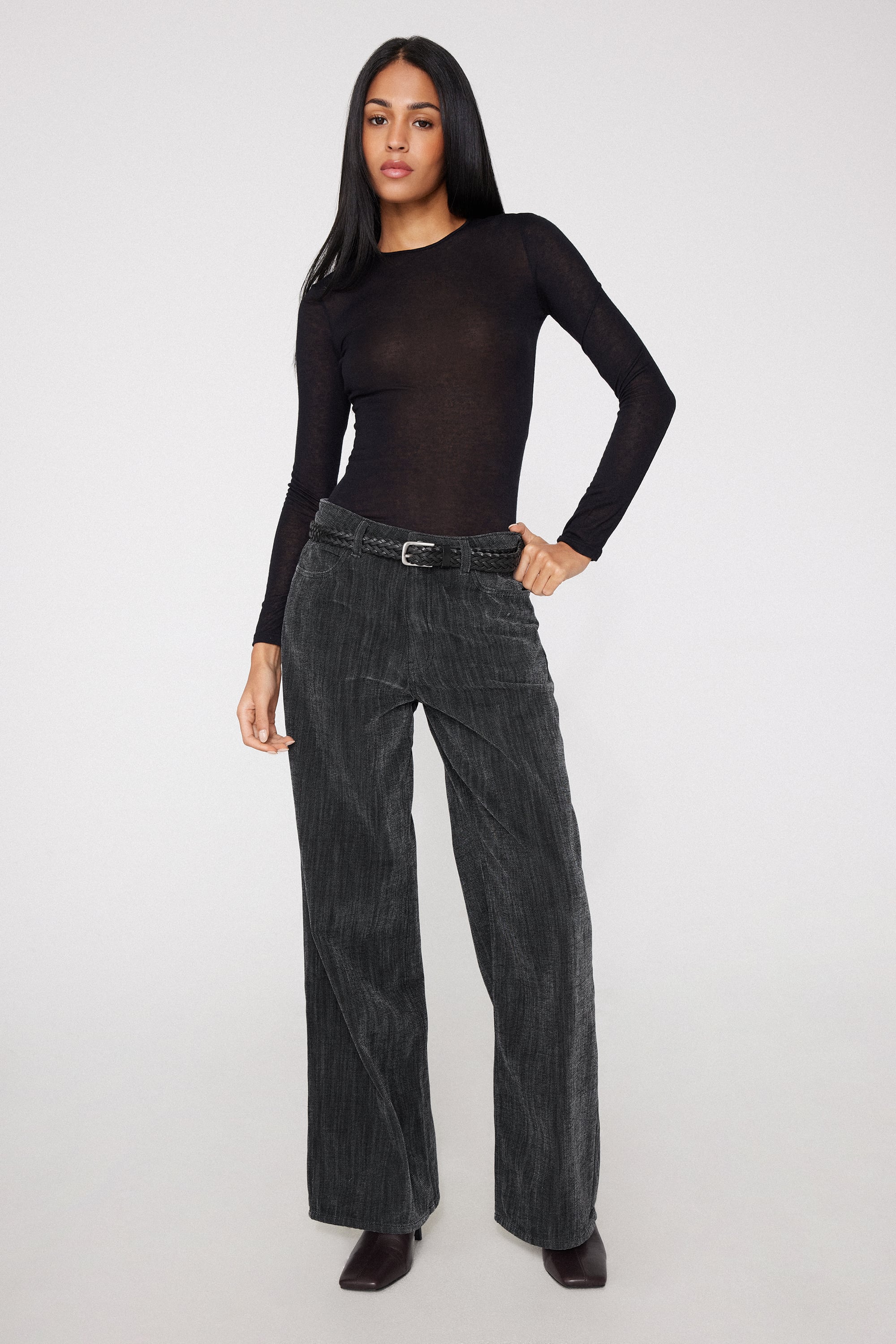 Pantaloni Lunghi in Denim Velour