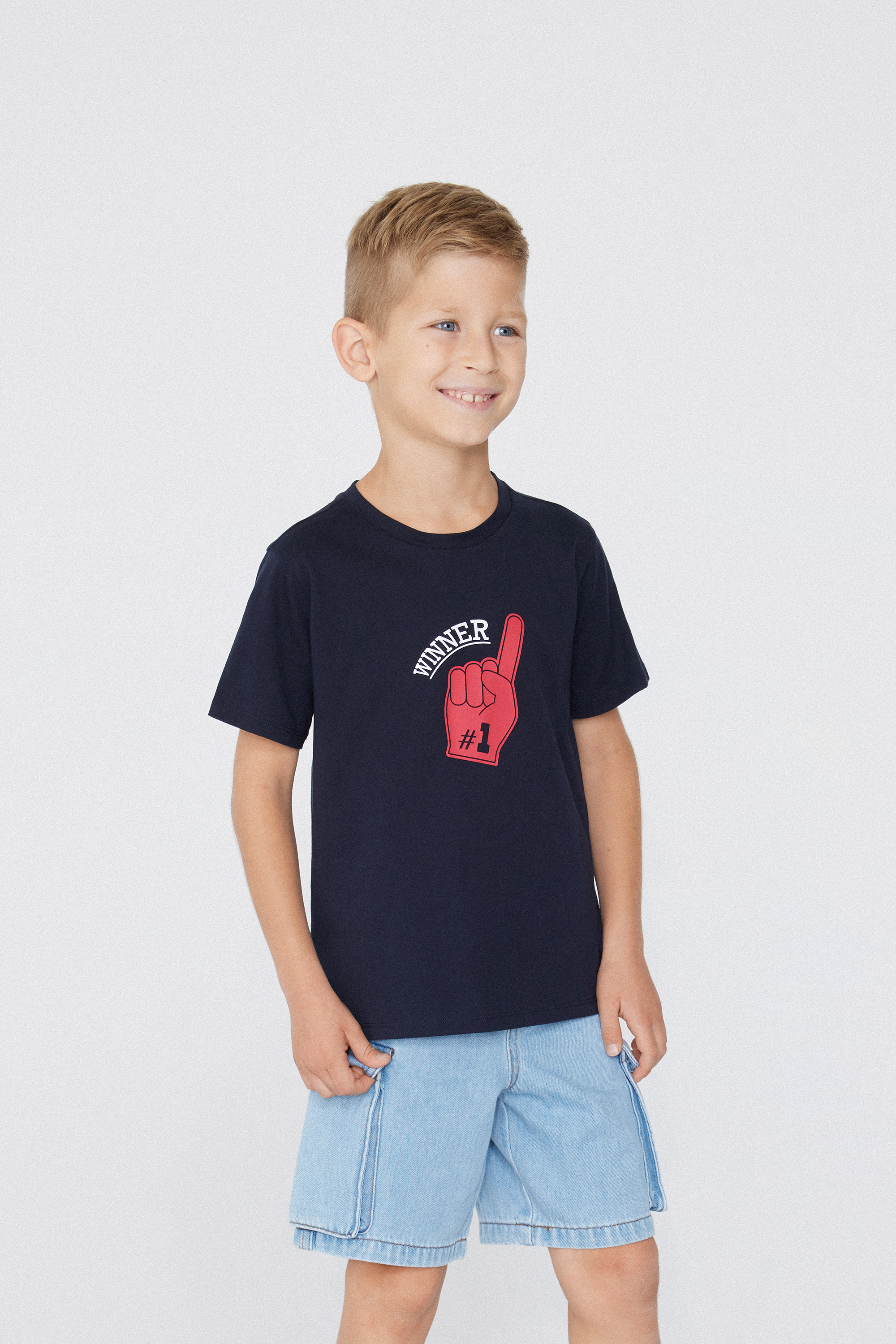 Camiseta con Cuello Redondo de Algodón con Estampado