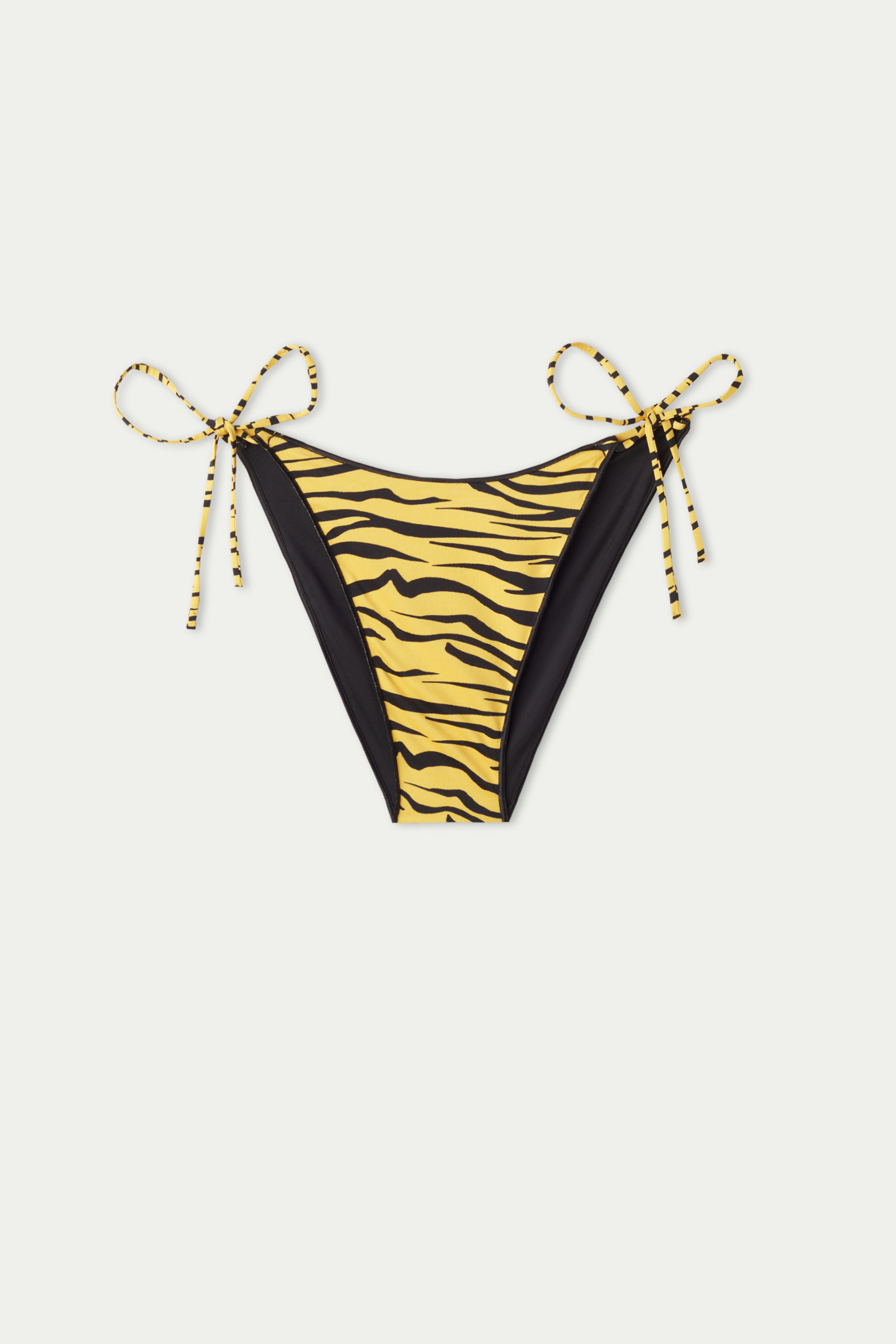 Bikinislip mit hohem Beinausschnitt zum Binden Yellow Zebra