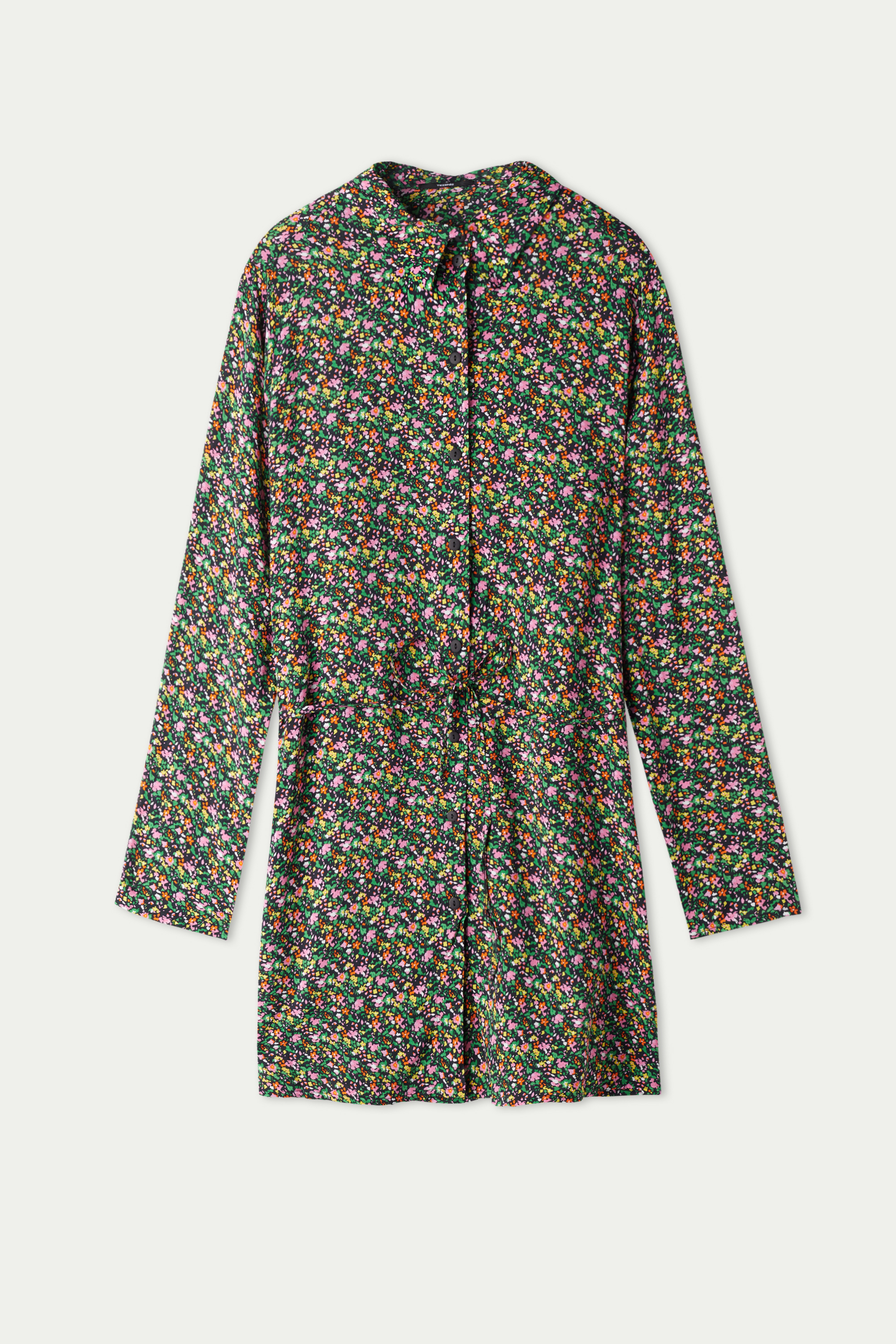Long Sleeve Viscose Cloth Shirtdress