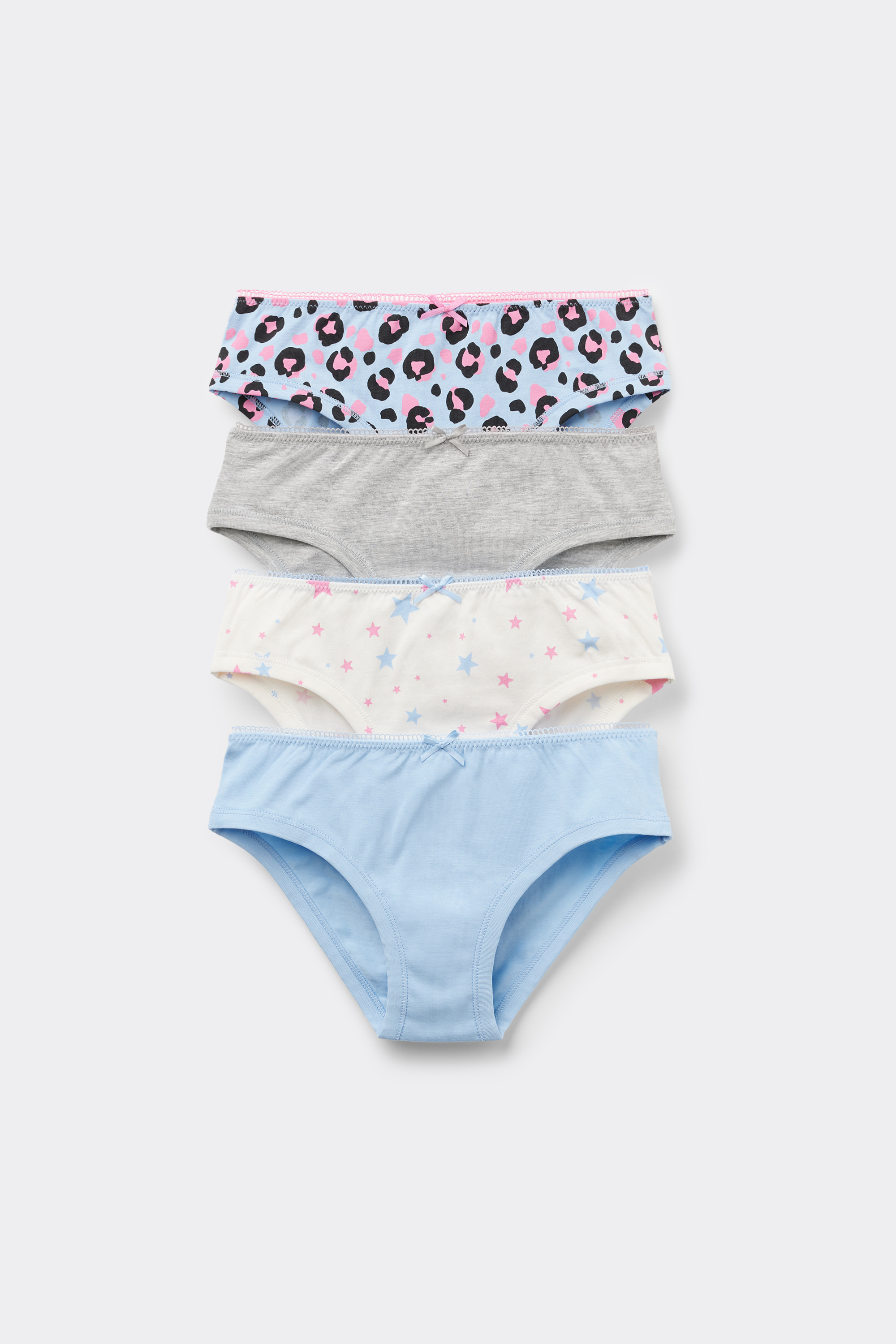 4 Paia Slip Bimba in Cotone Stampato
