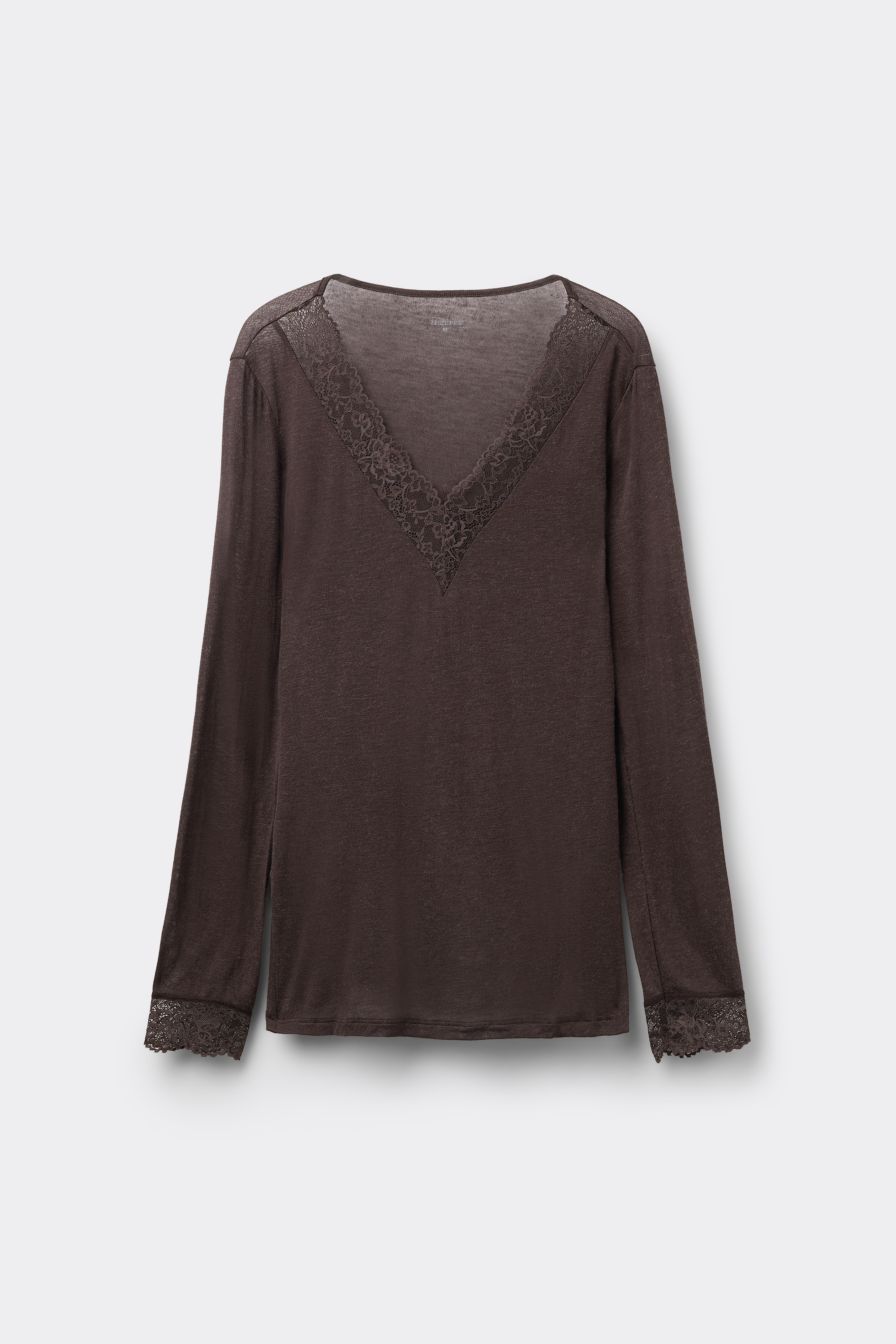 Camiseta Liger&iacute;sima Escote Pico Encaje/Lana Merina