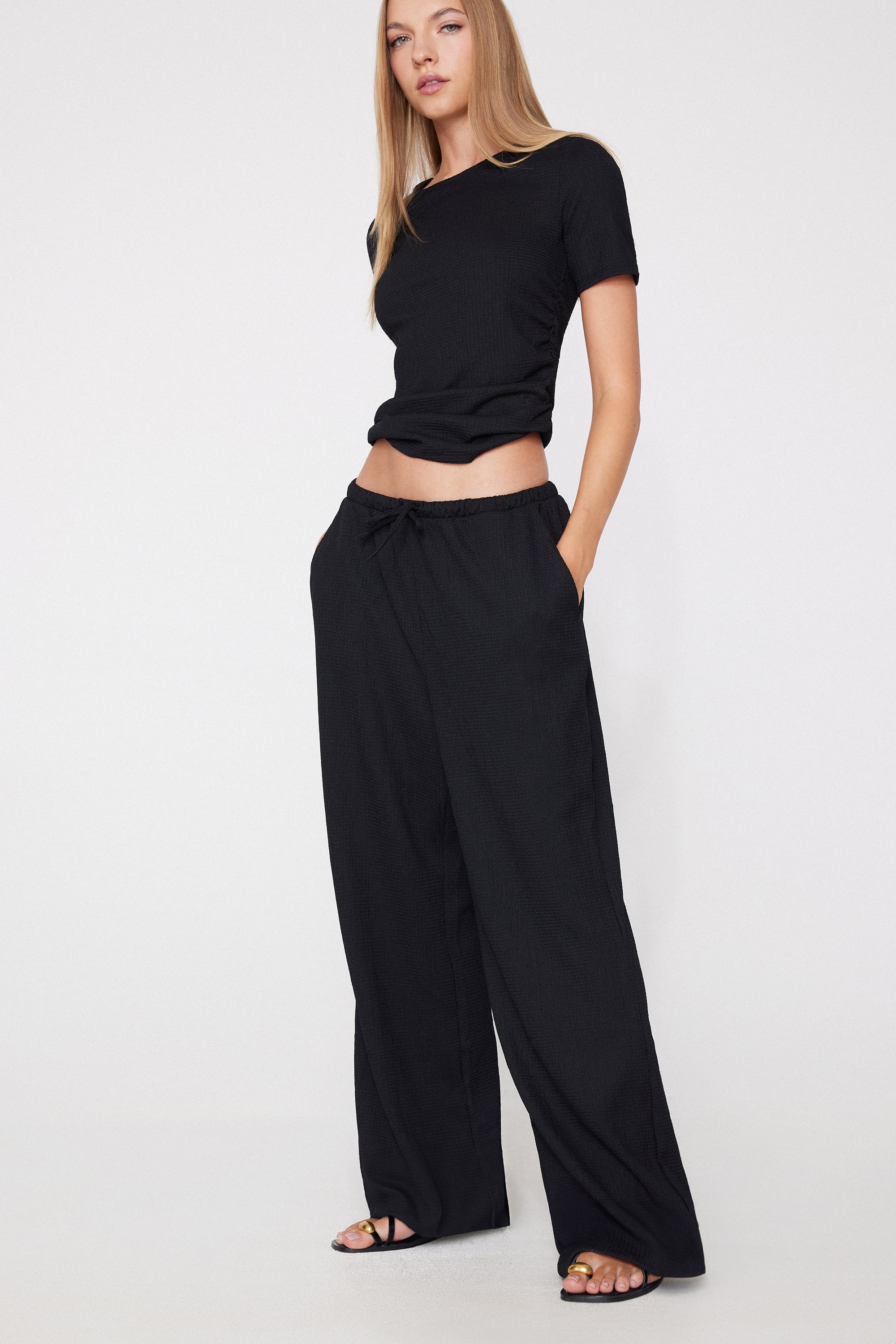 Crinkle Palazzo Trousers