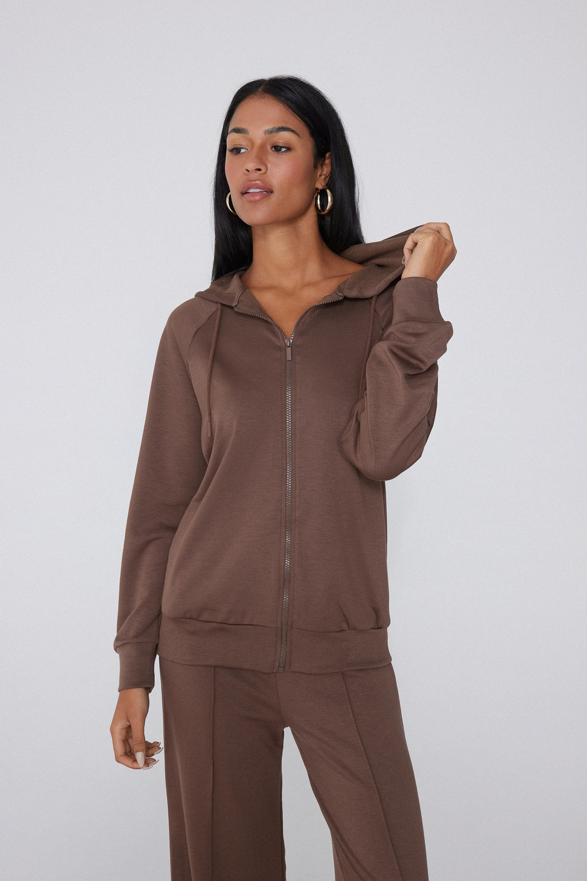 Felpa con Zip e Cappuccio Soft Touch