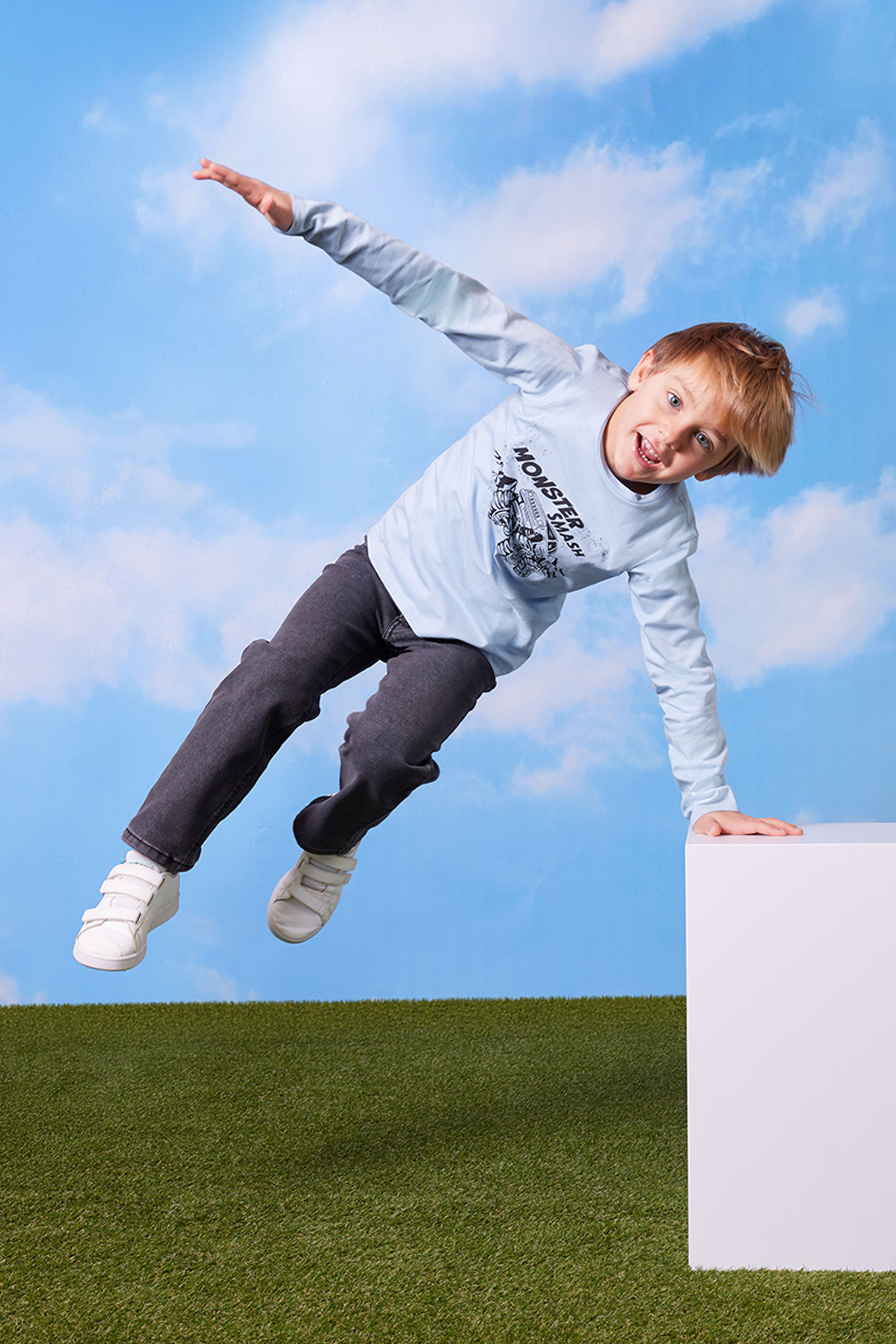 Boys’ Long Sleeve Printed Cotton Top