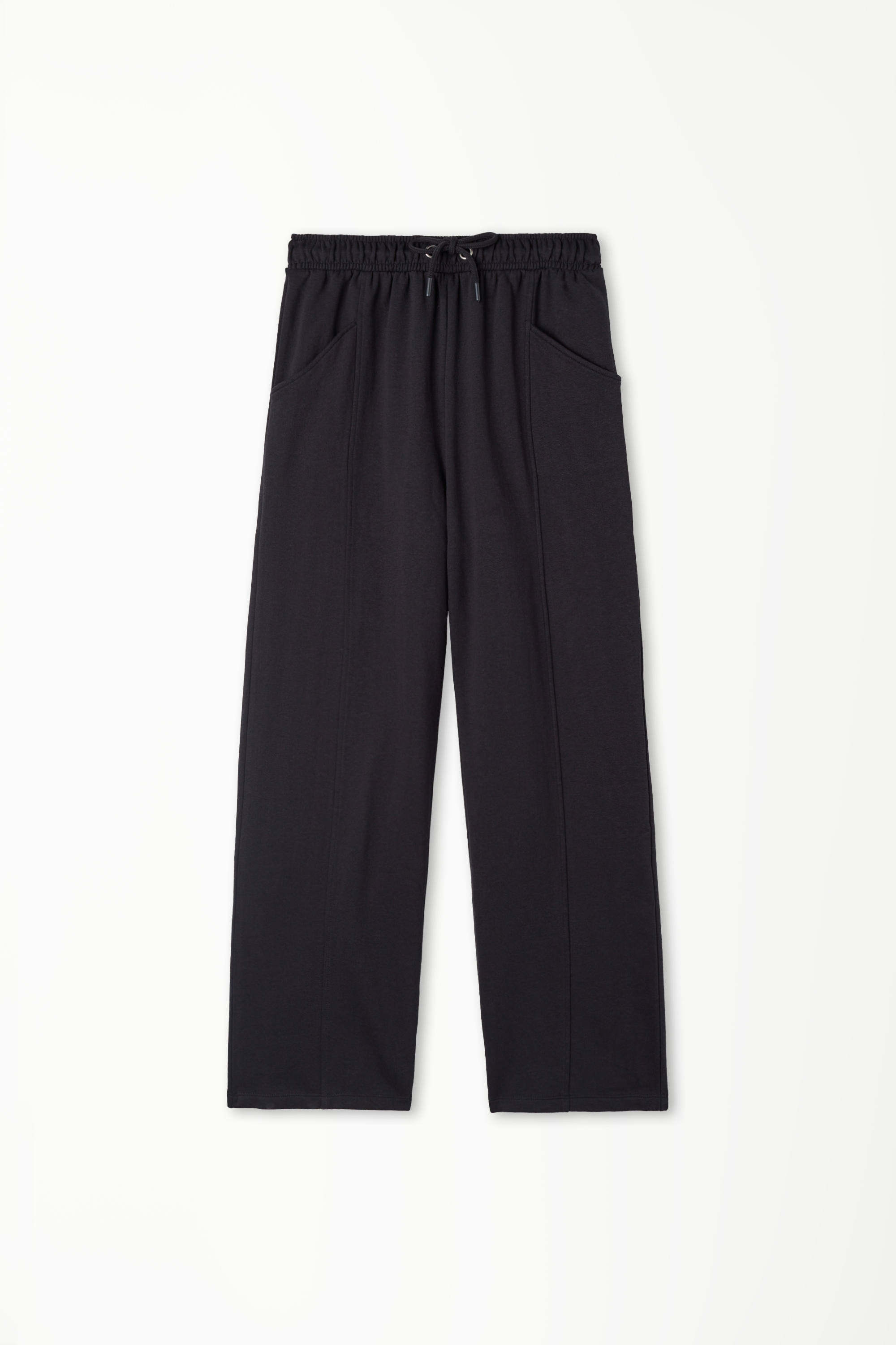 Straight Fleece Trousers with Stitching
