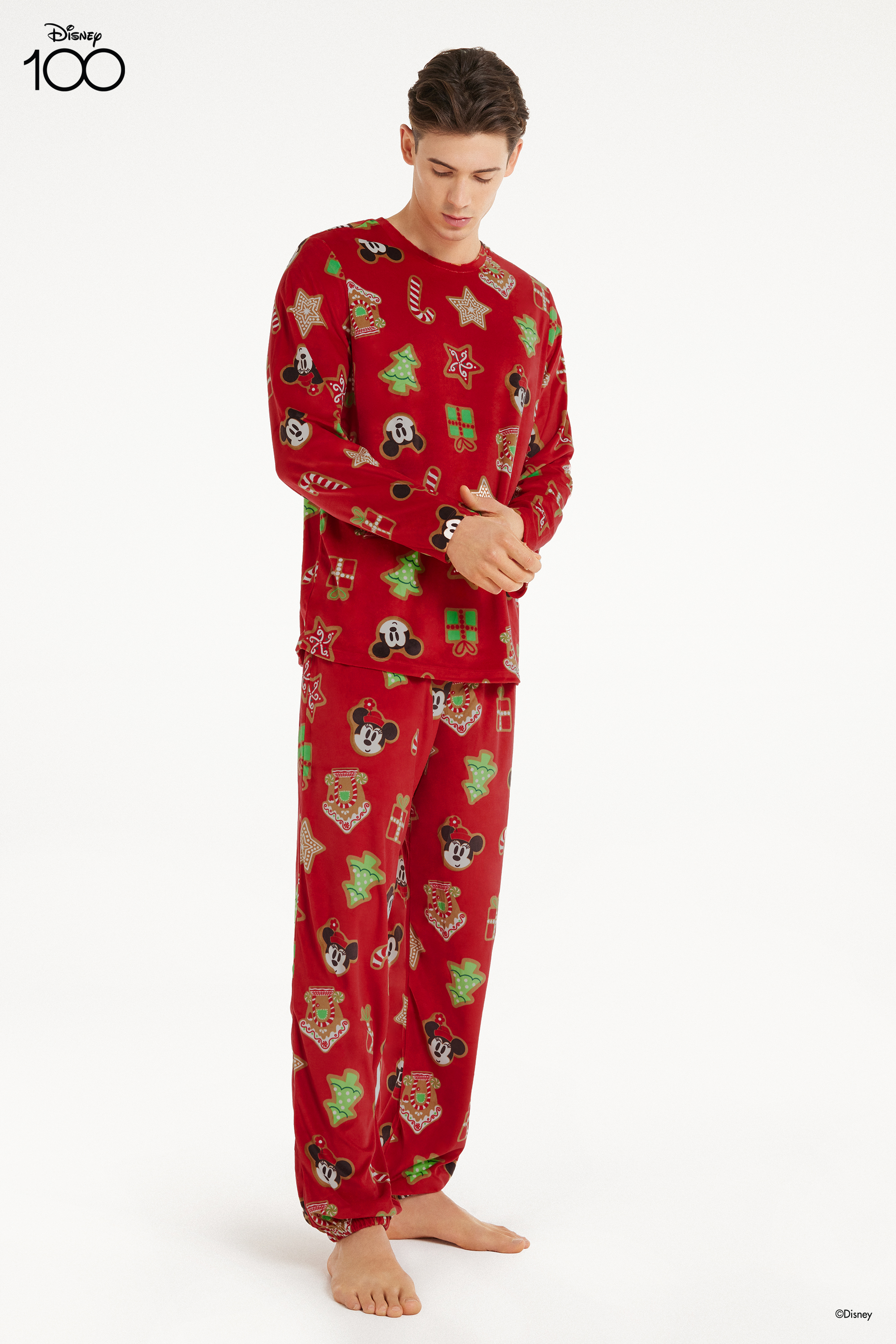 Langer Pyjama aus Mikrofleece mit Disney-Print Herren