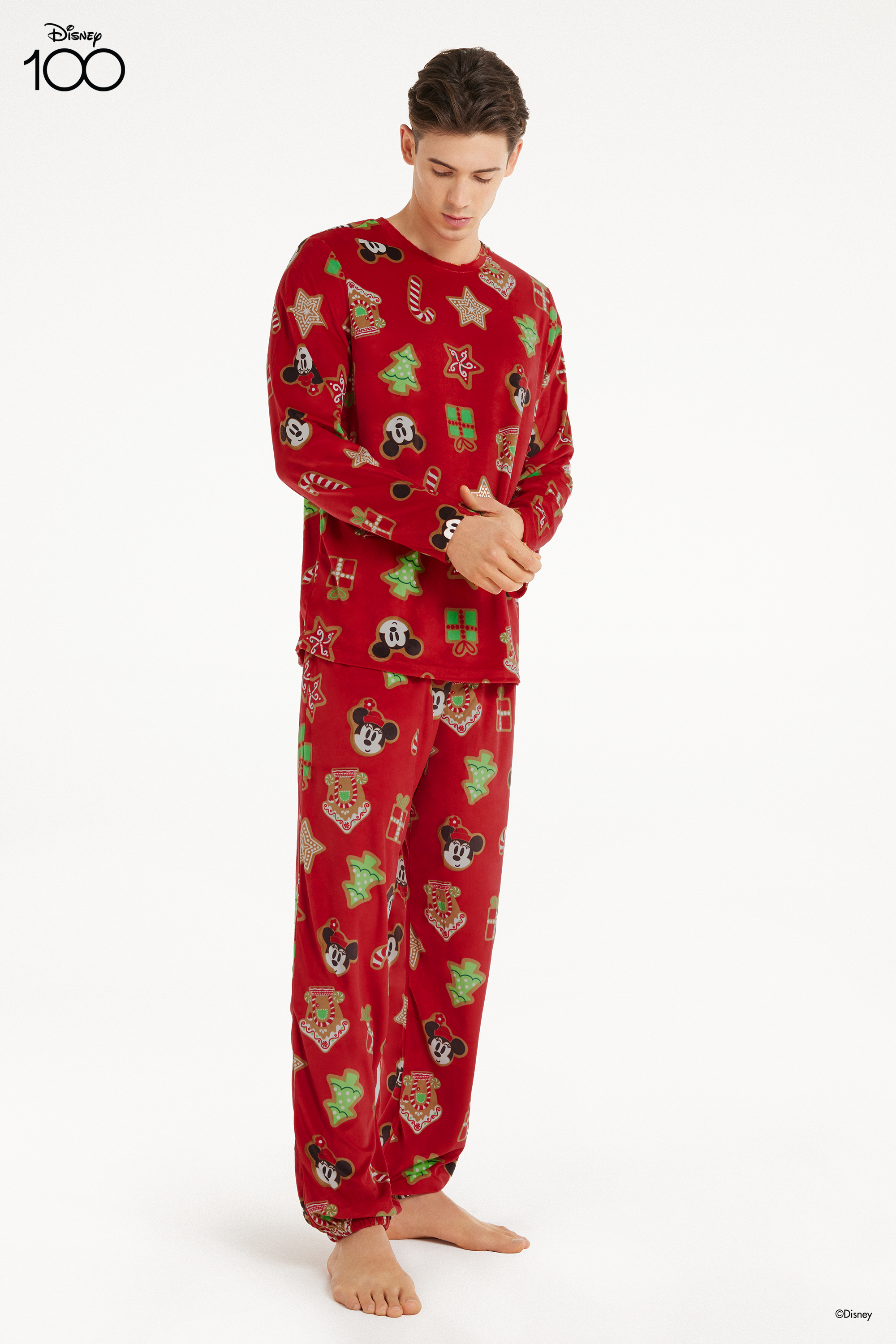 Pijama Largo de Microfibra con Estampado de Disney para Hombre