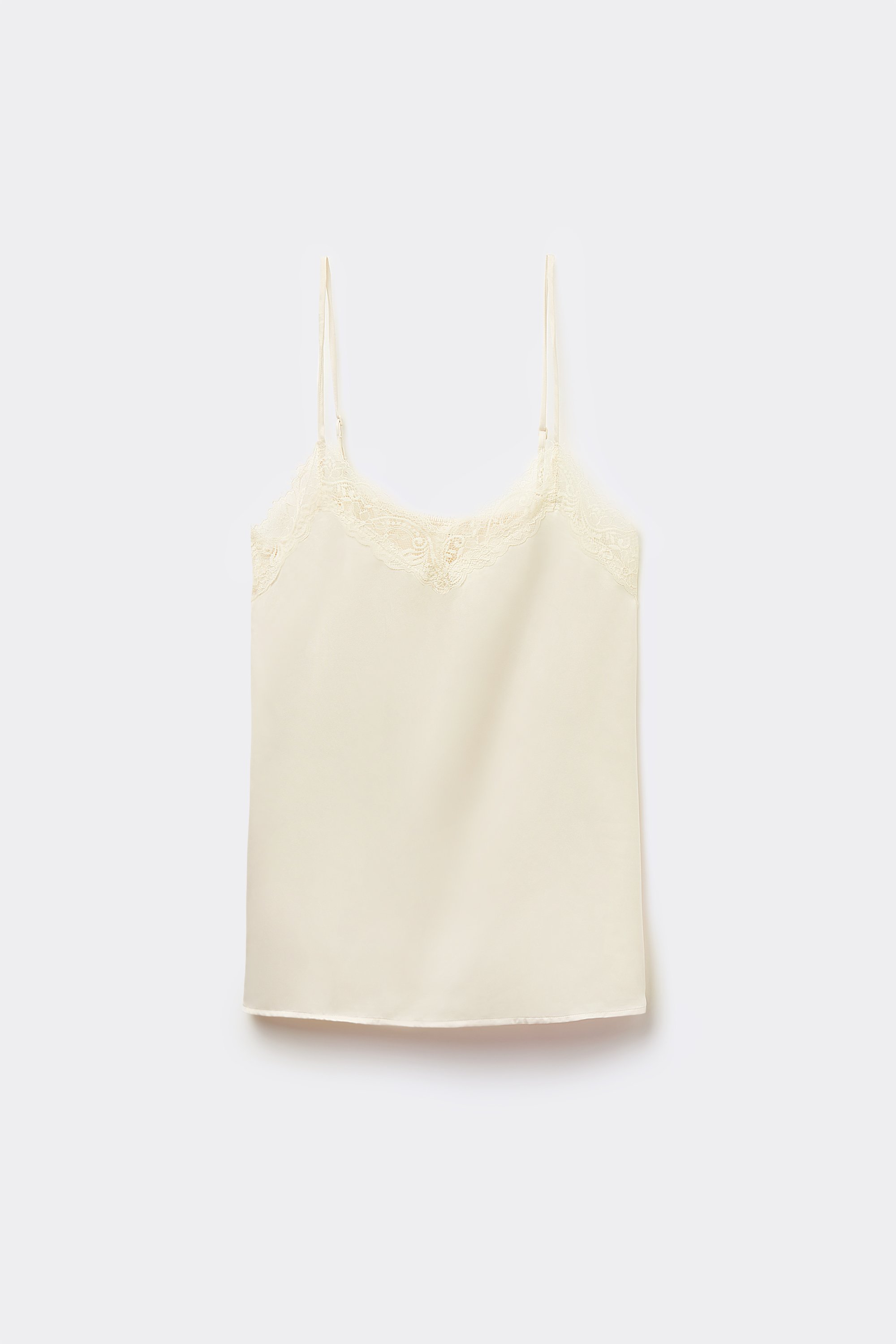 Satin and Lace Camisole with Narrow Shoulder Straps