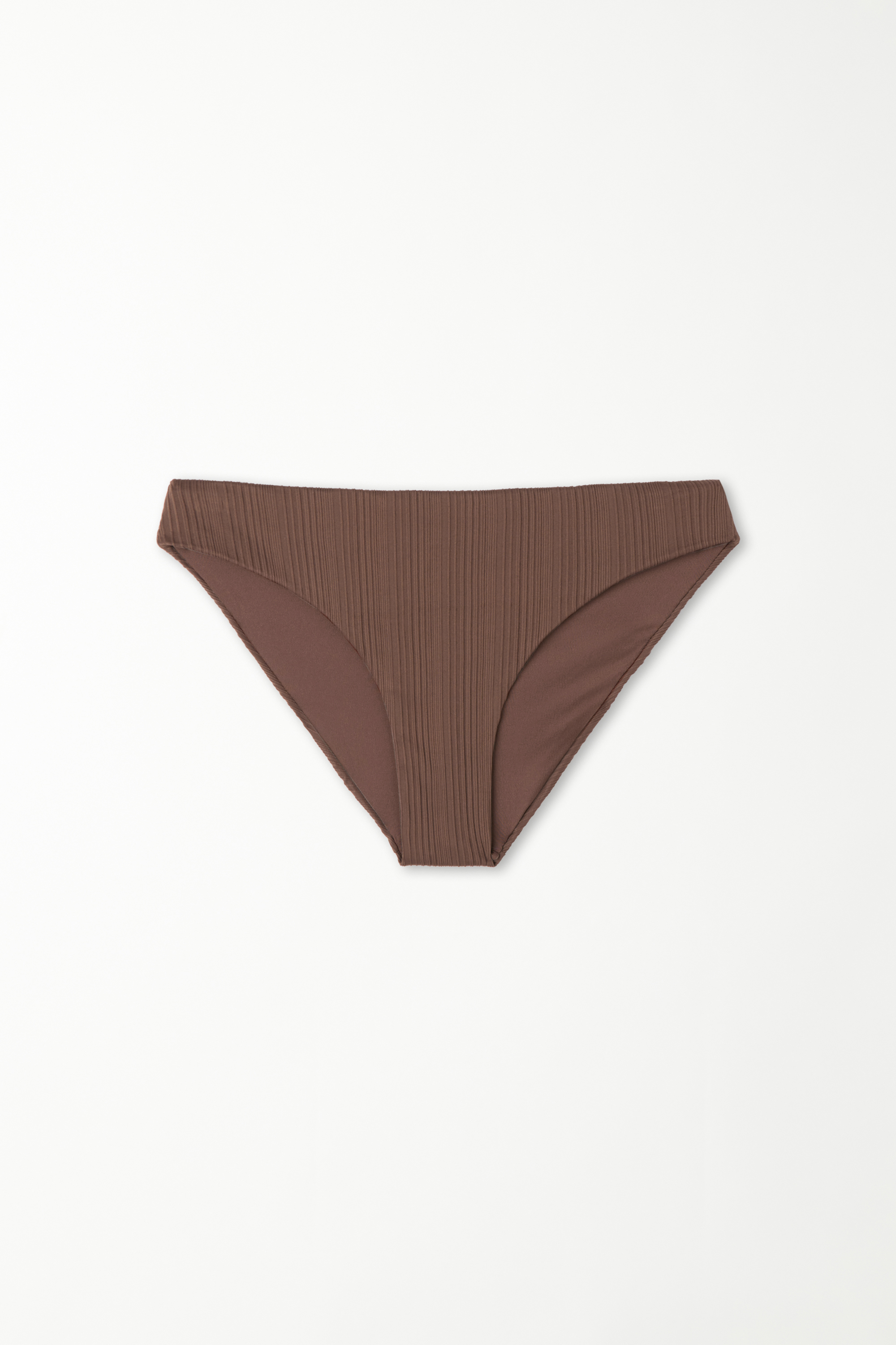 Brown Recycled Ribbed Classic Bikini Bottoms