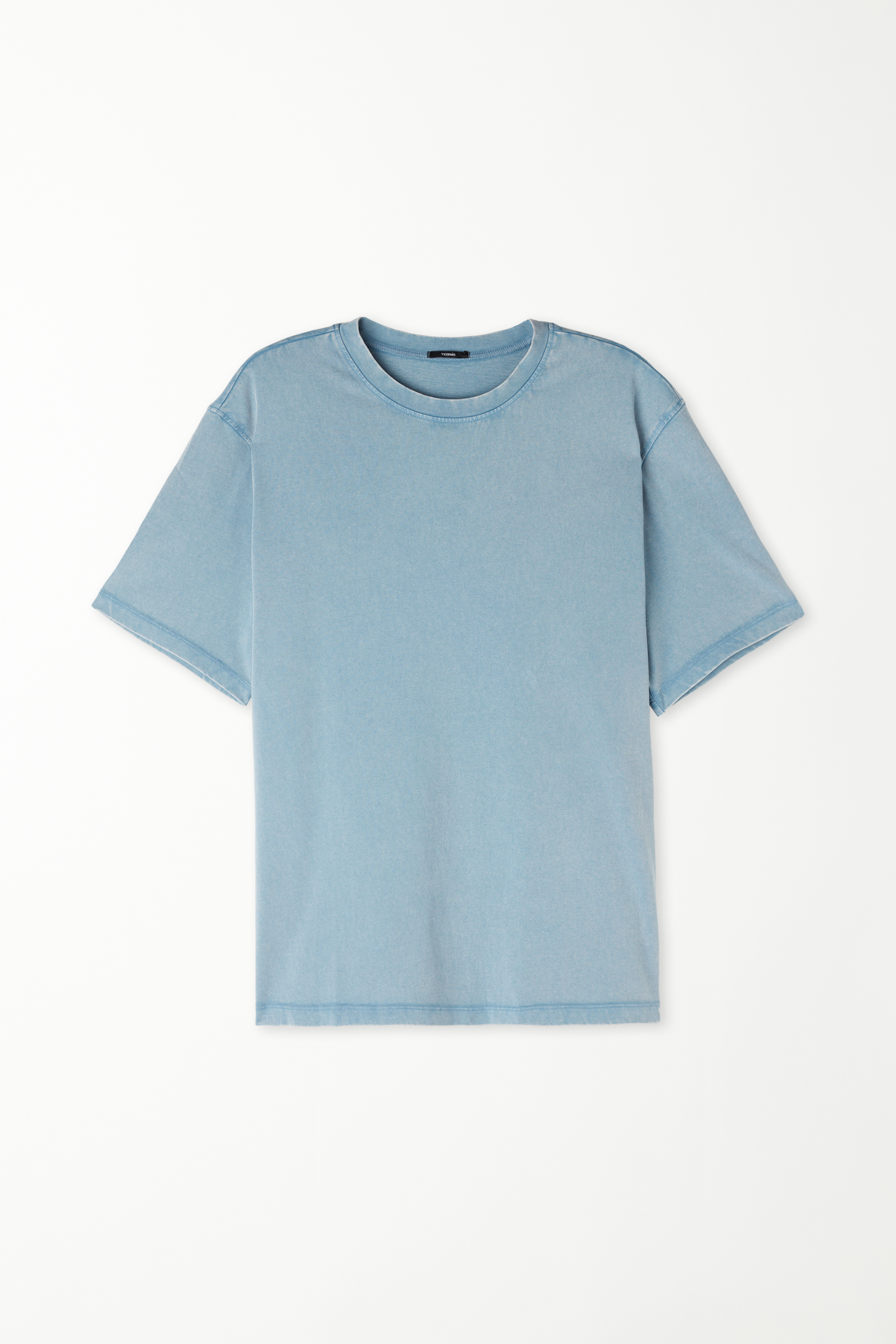 Rundhals-T-Shirt aus Baumwolle in verwaschener Optik