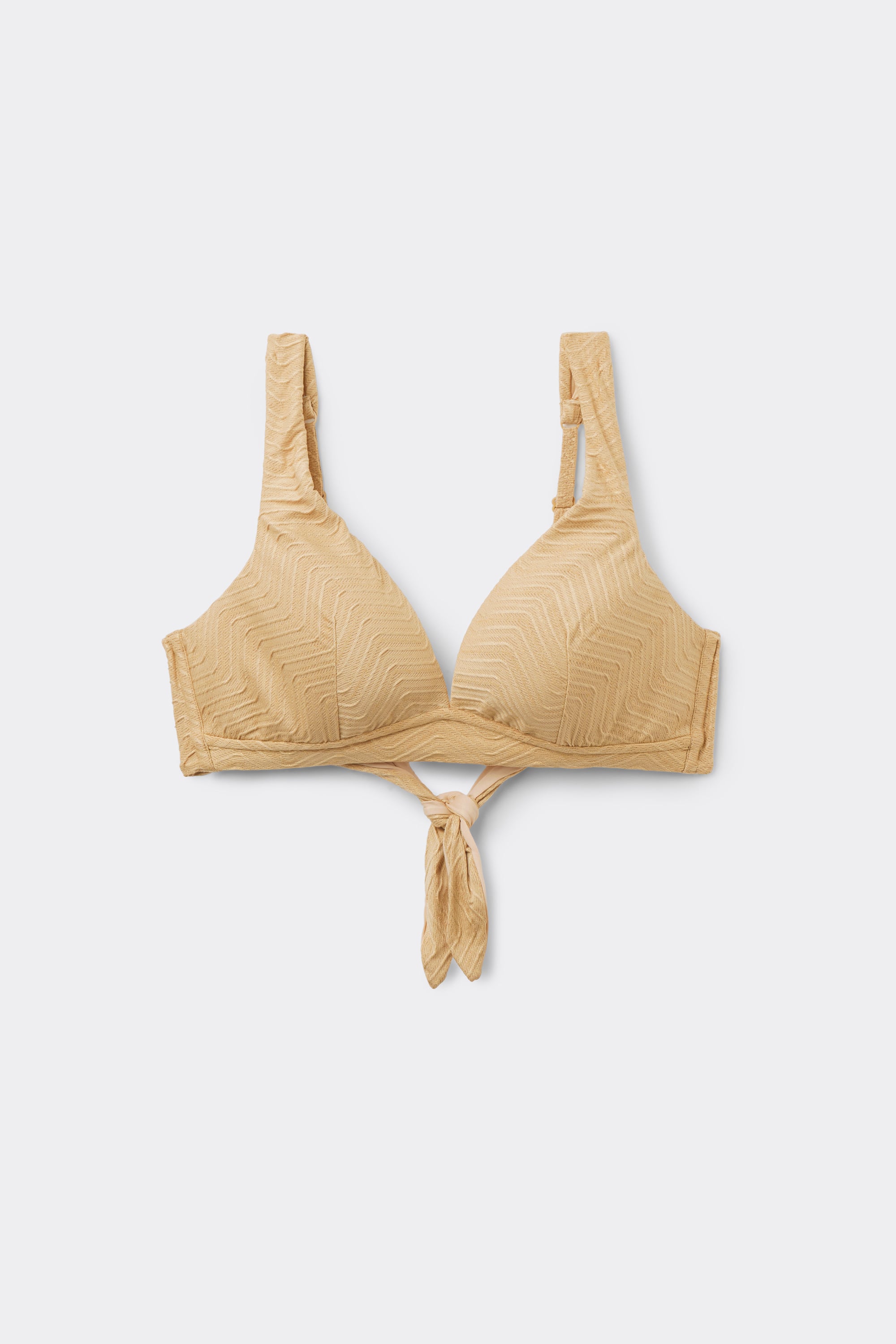 Gold Sparkling Touch Triangle Bikini Top with Wide Shoulder Straps