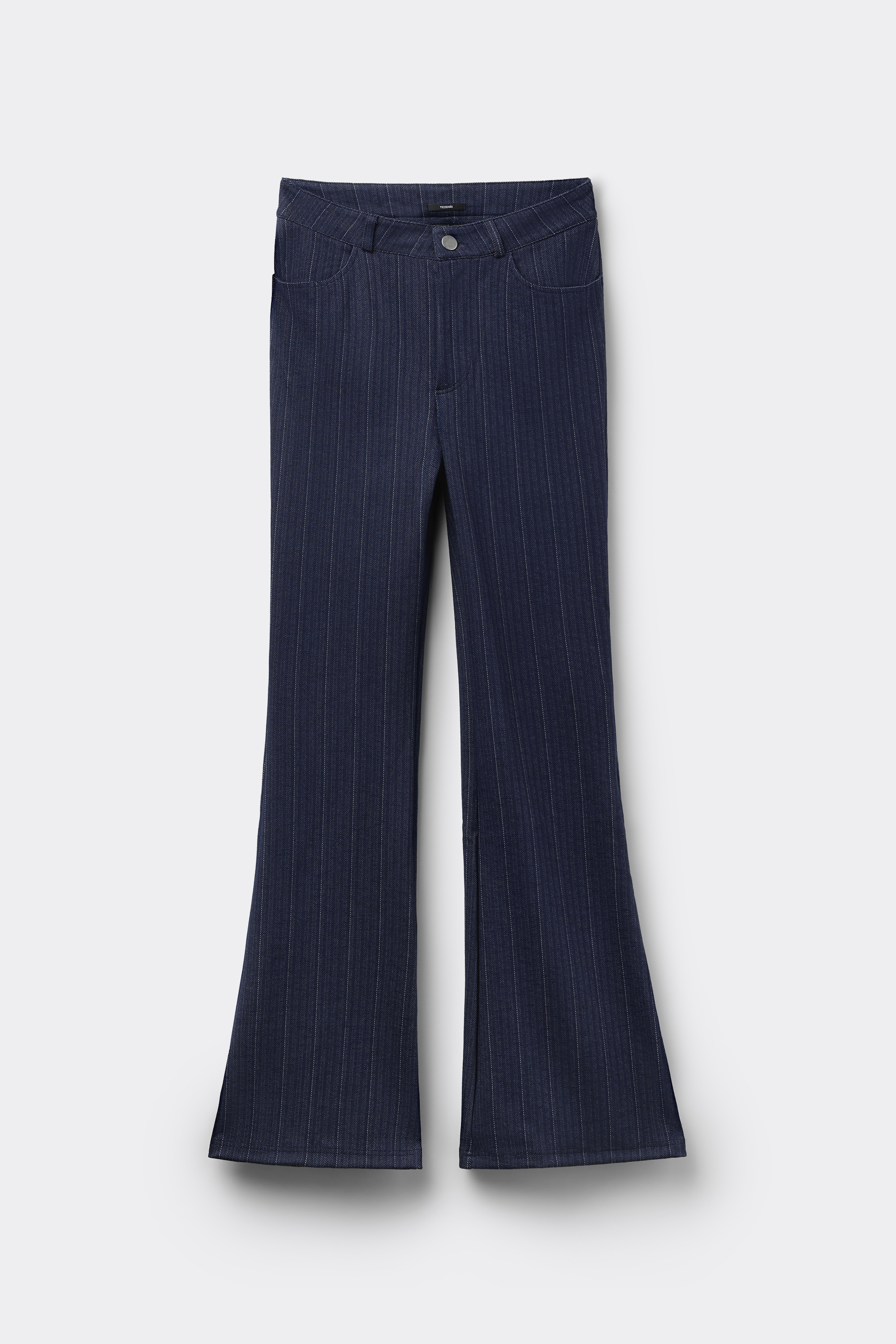Pantaloni Lunghi Flare Effetto Denim