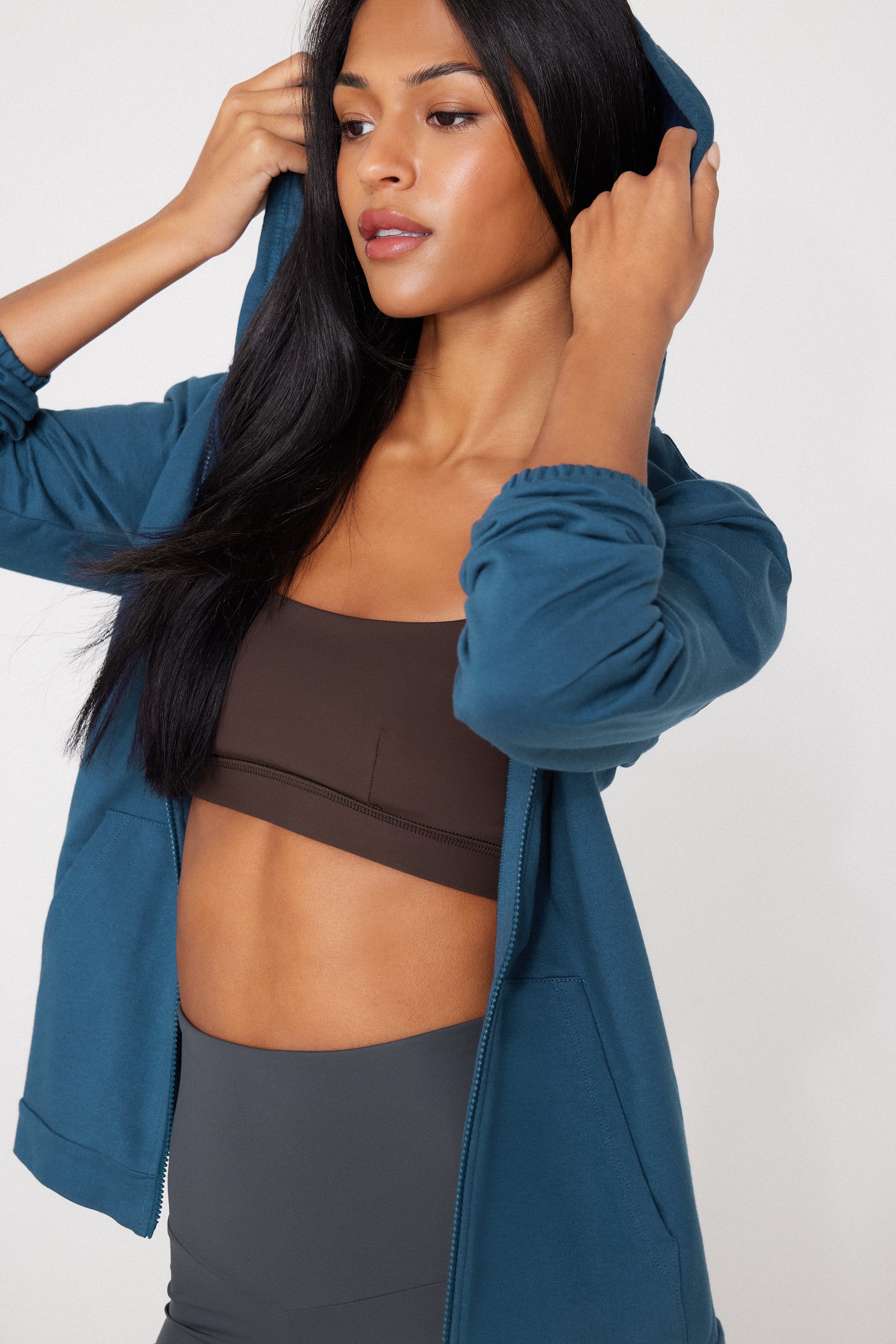 Lightweight Hooded Sweatshirt with Zip and Drawstring