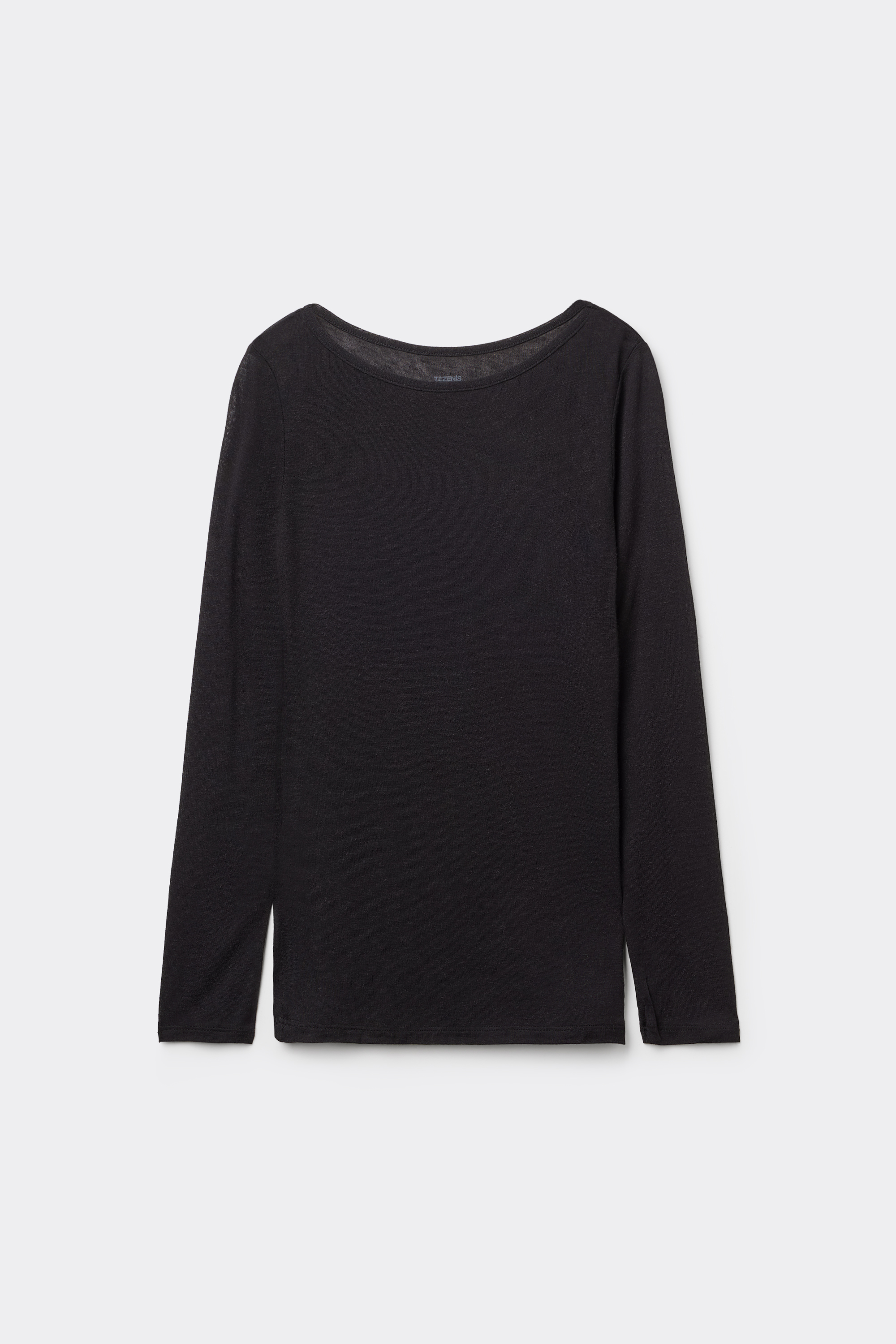 Langarmshirt mit U-Boot-Ausschnitt aus Viskose und Merinowolle