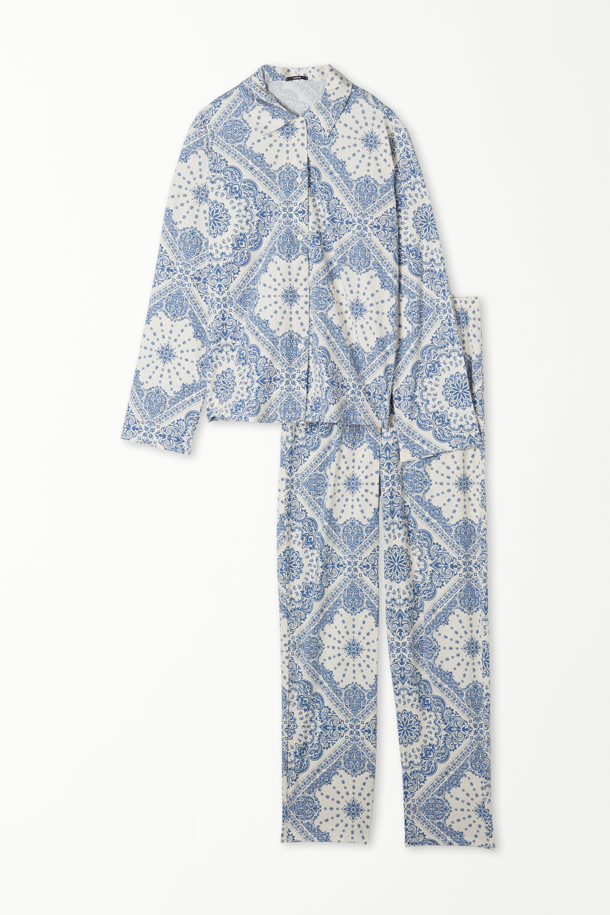 Long Cotton Button-Down Pyjamas