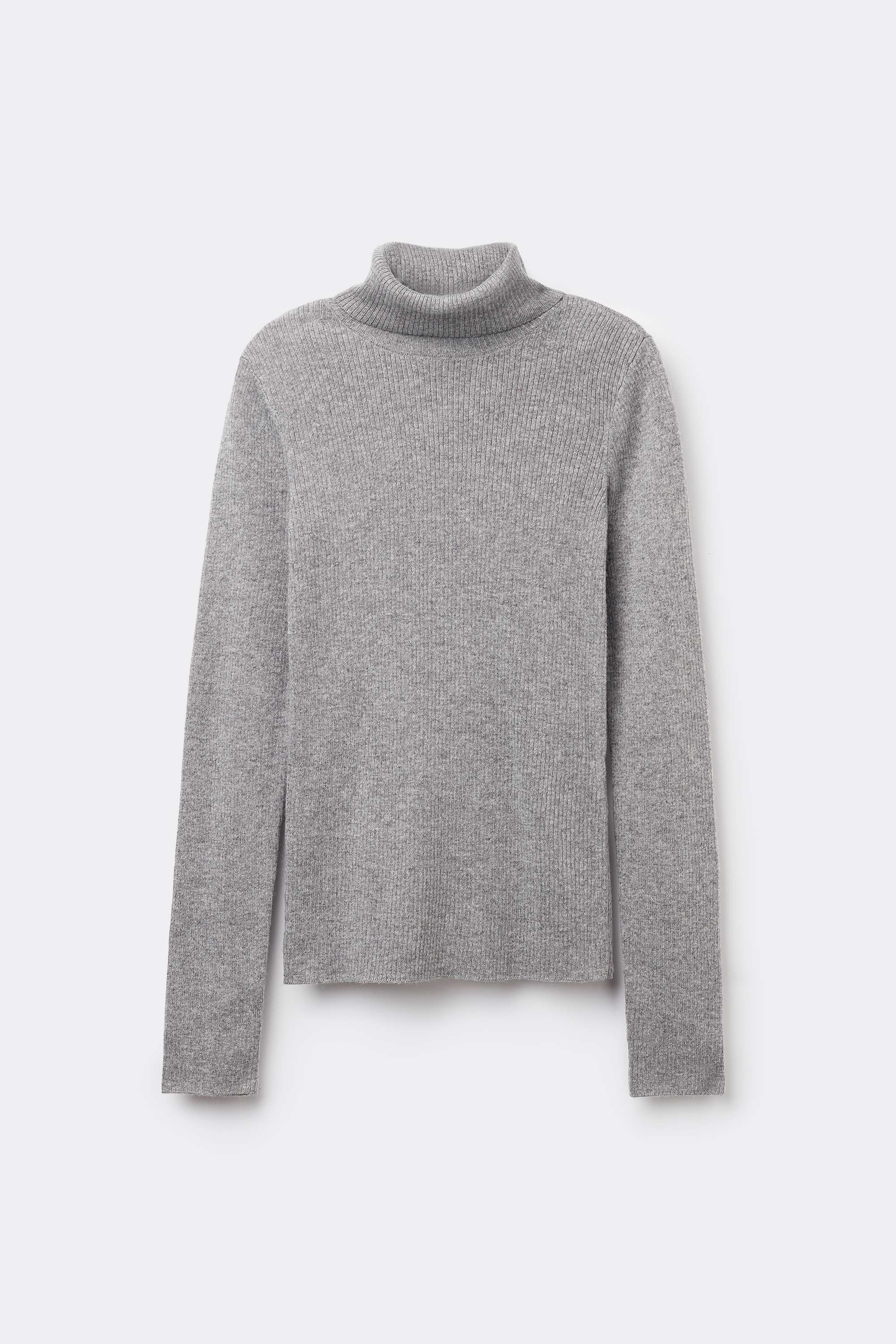 Long-Sleeved Ribbed Polo Neck Heavy Jersey with Wool