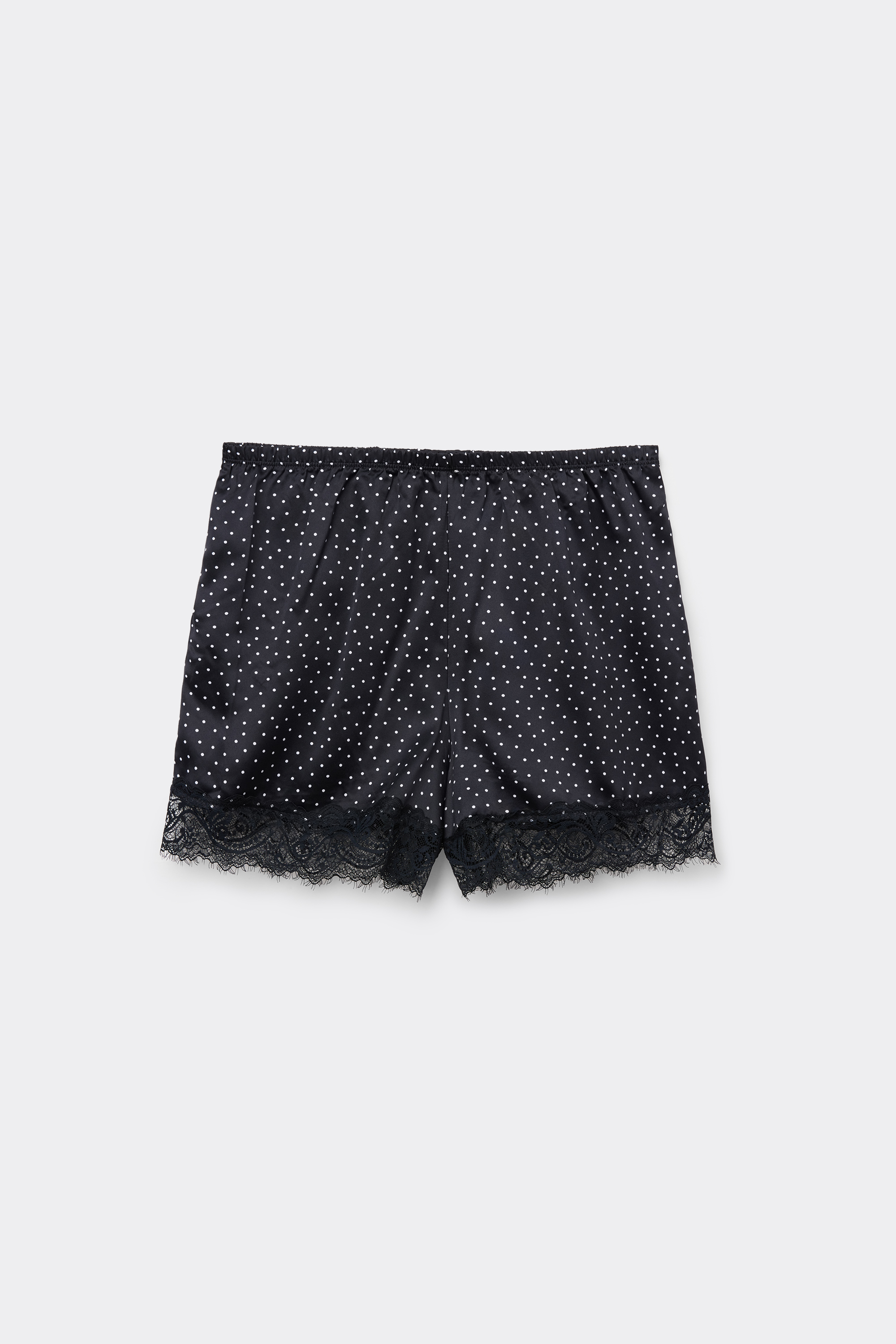 Short Court en Satin Imprimé et Dentelle