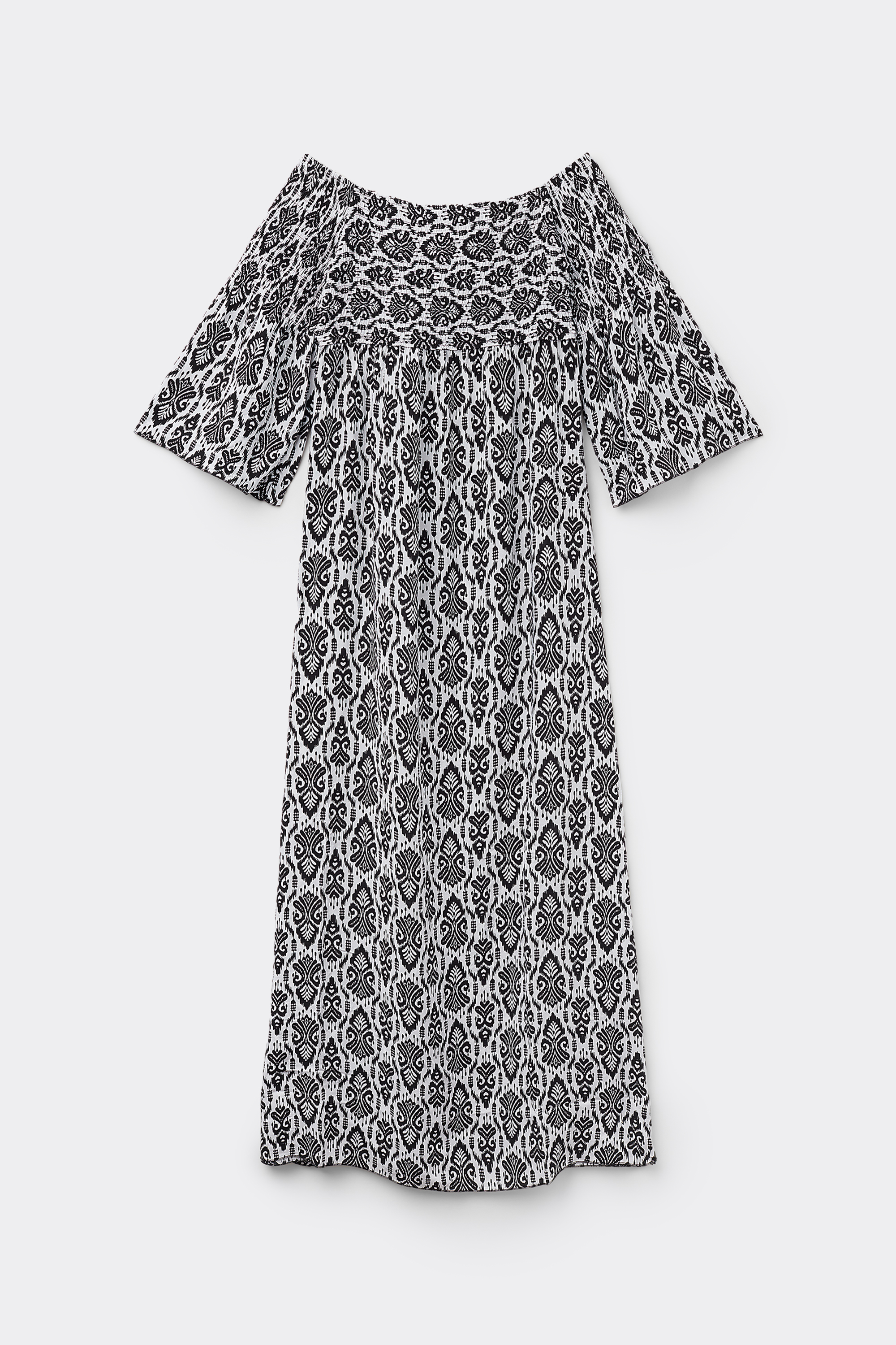 Vestito Lungo Punto Smock Spalle Scoperte