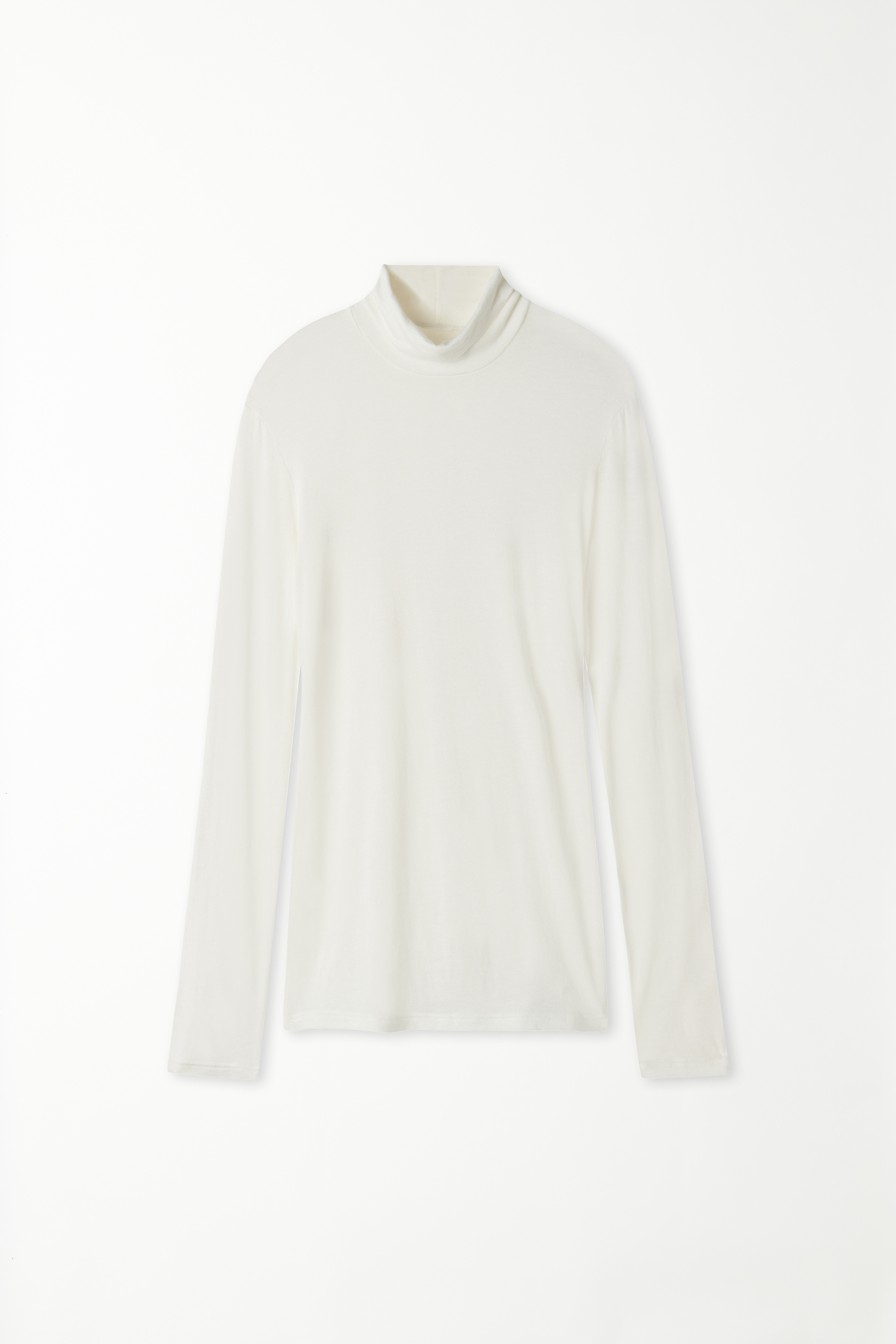 Viscose and Merino Wool Polo Neck Top