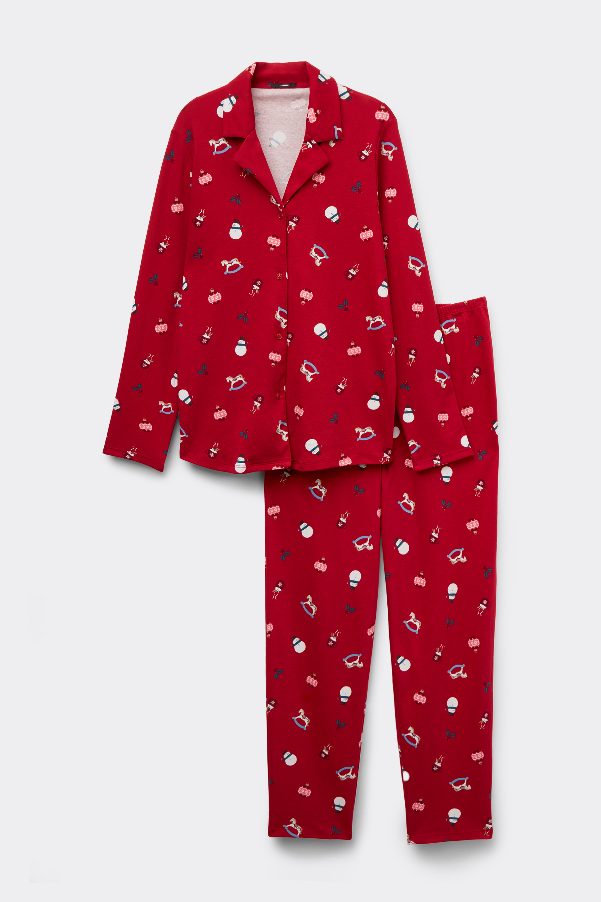 Long Button-Down Brushed Cotton Christmas Pyjamas