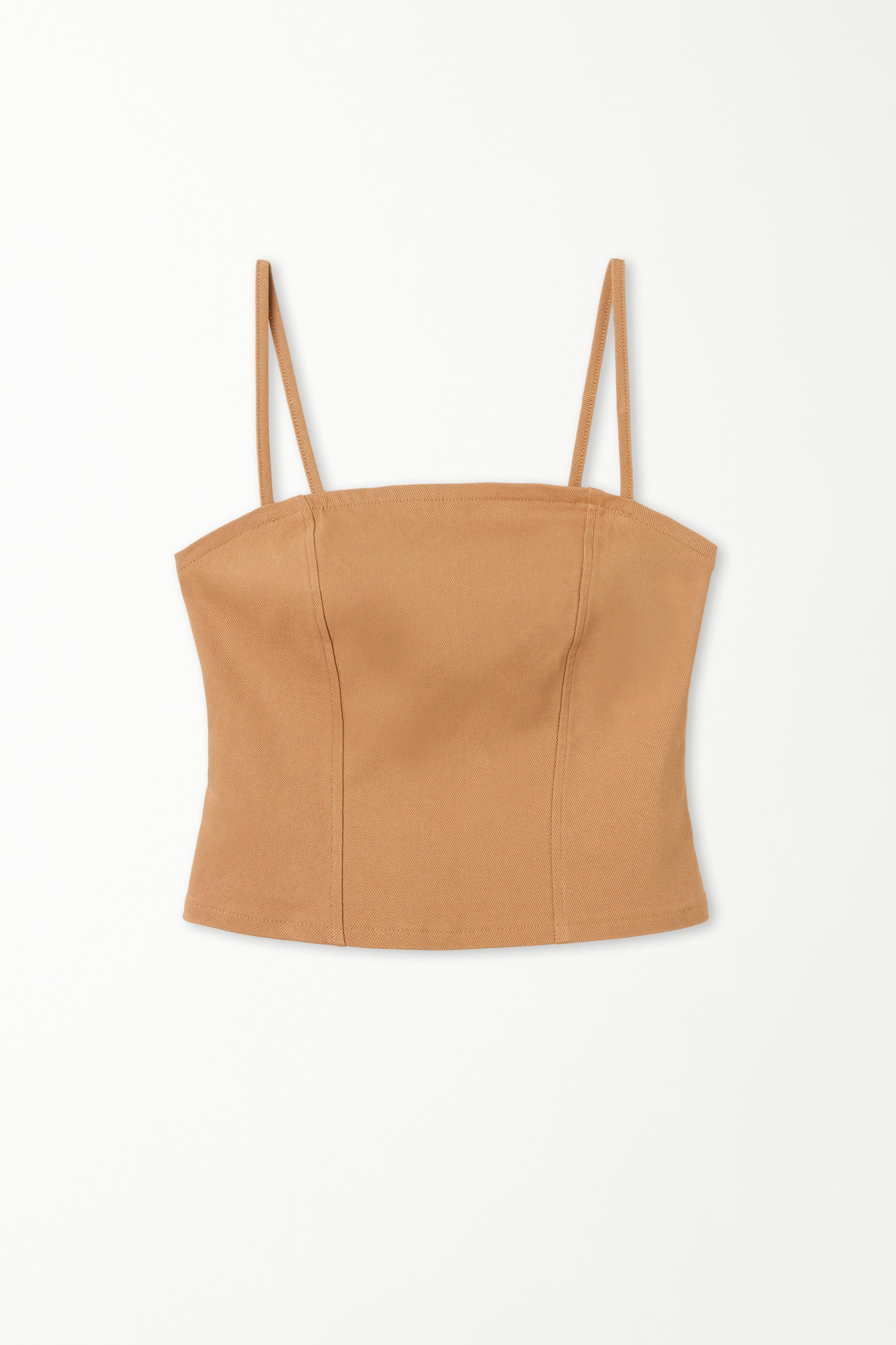 Short Stretch Canvas Top with Narrow Shoulder Straps