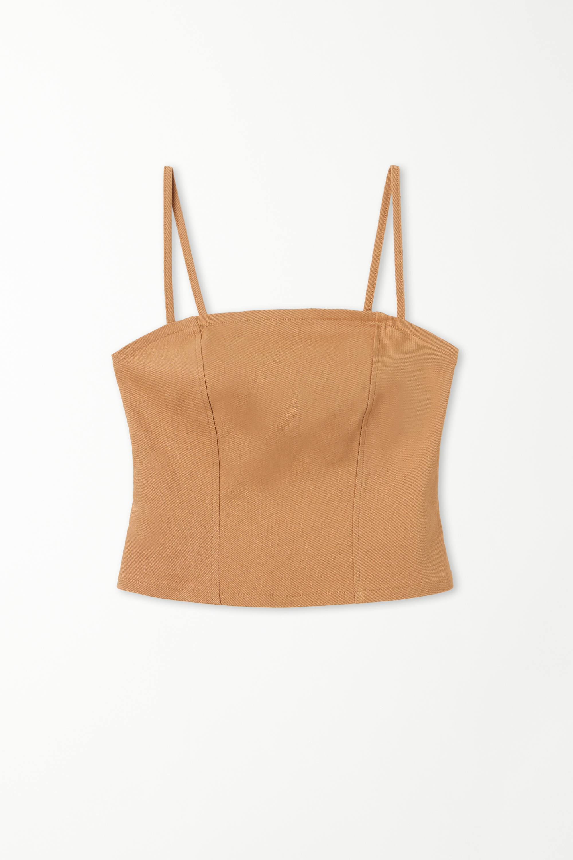 Stretch Fabric Spaghetti-Strap Crop Top